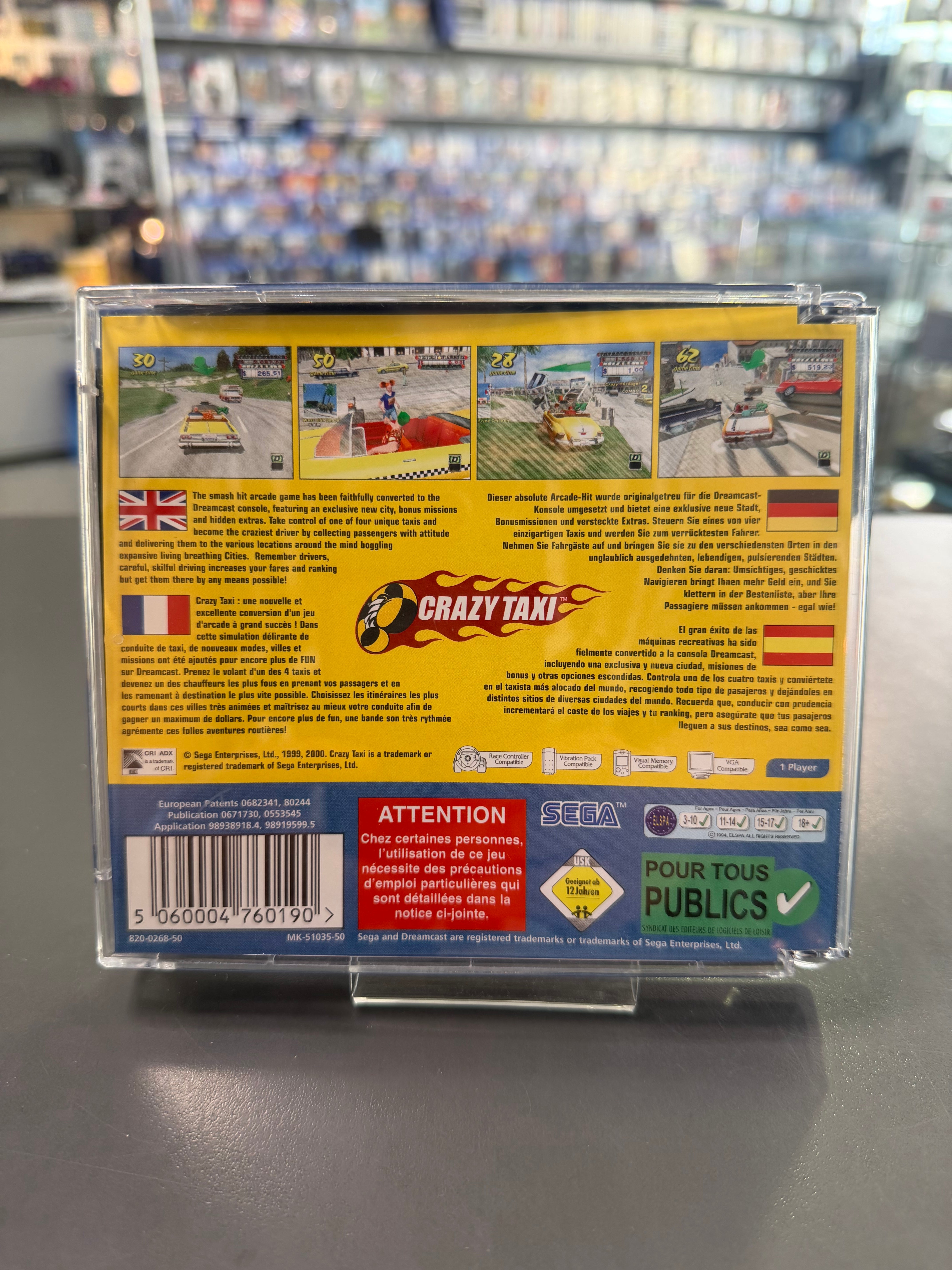 Rückseite der Crazy Taxi Dreamcast-Spielhülle