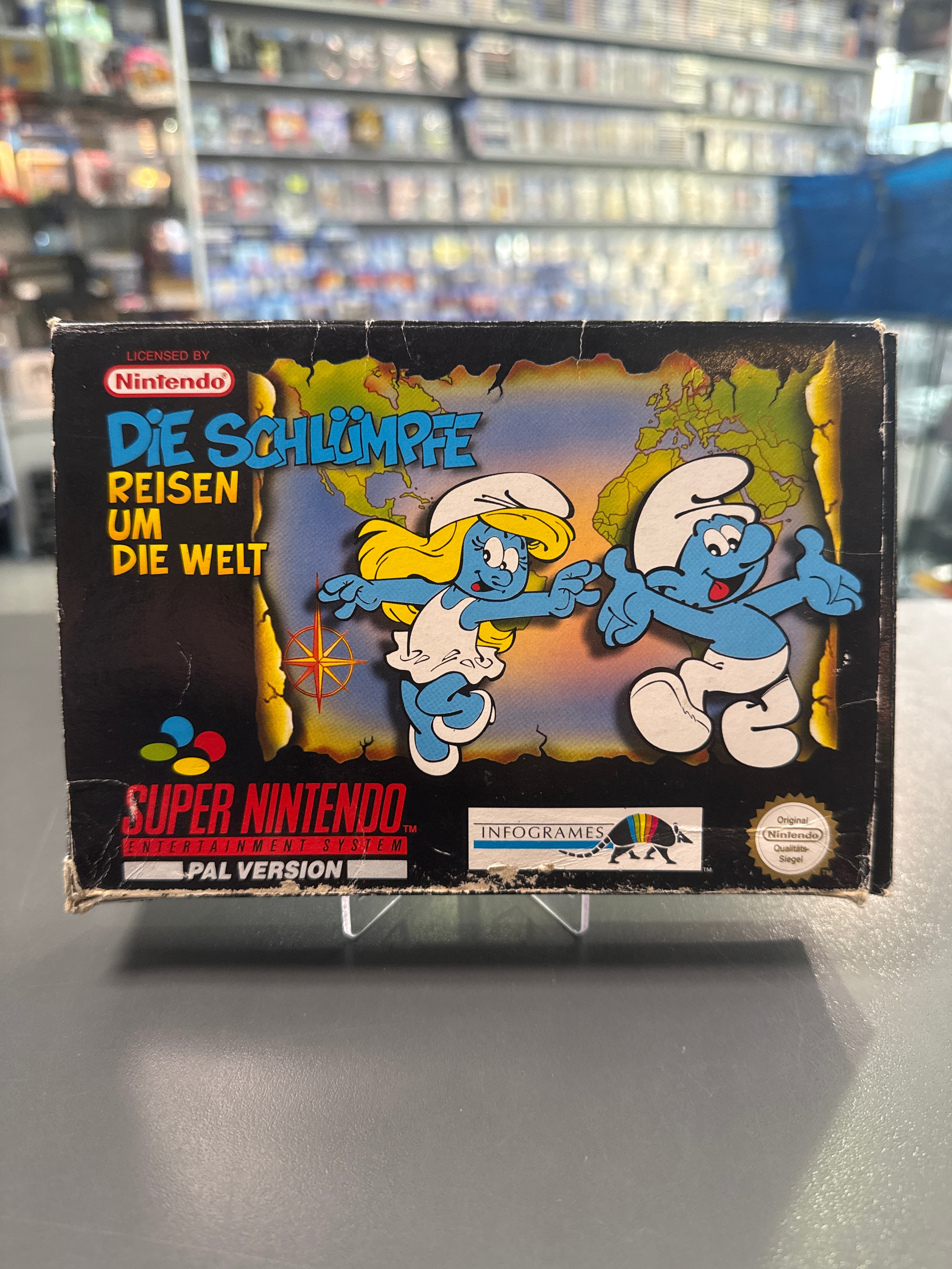 Die Schlümpfe: Reisen um die Welt Super Nintendo,SNES OVP *gebraucht
