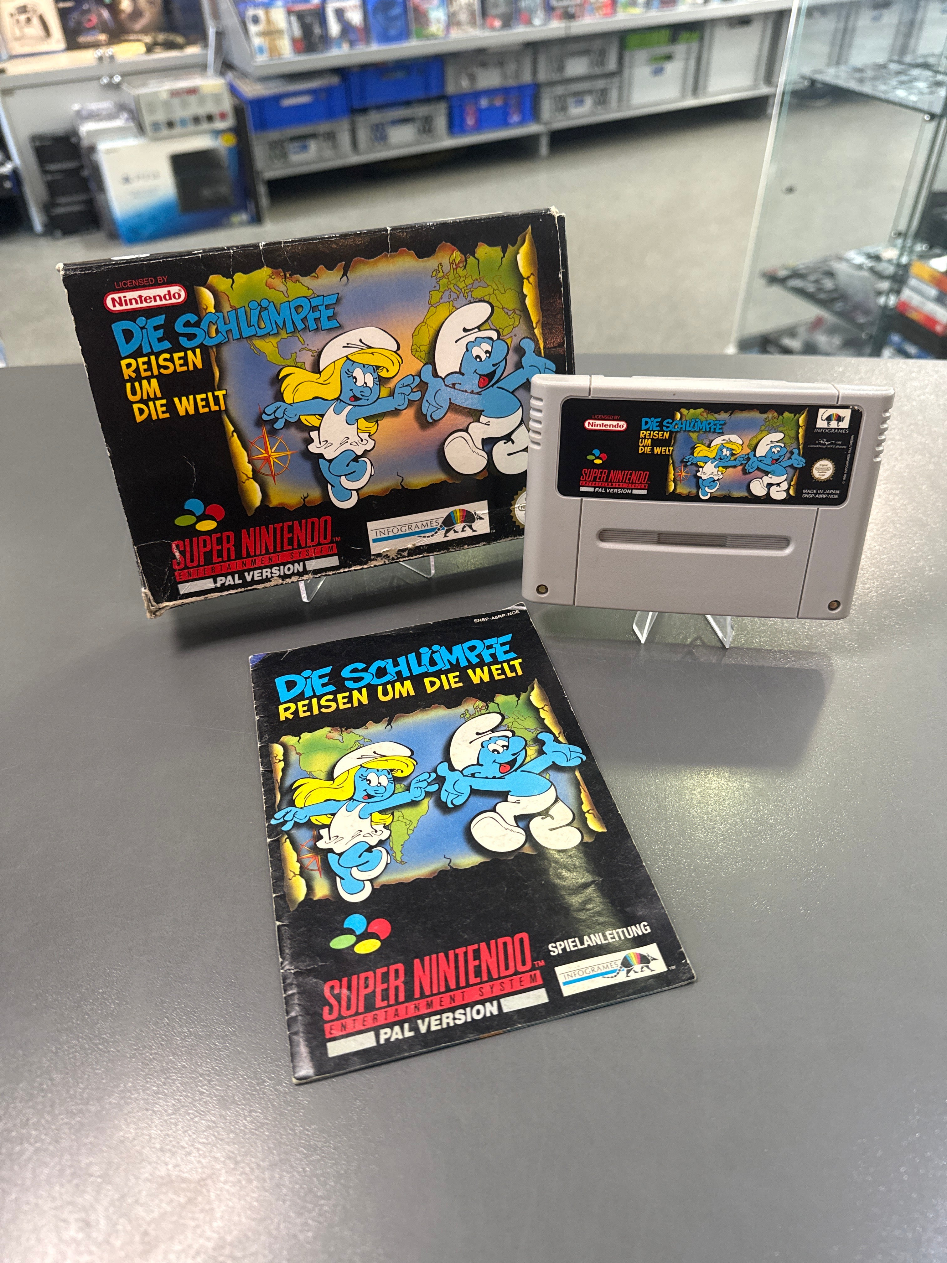 Die Schlümpfe: Reisen um die Welt Super Nintendo,SNES OVP *gebraucht
