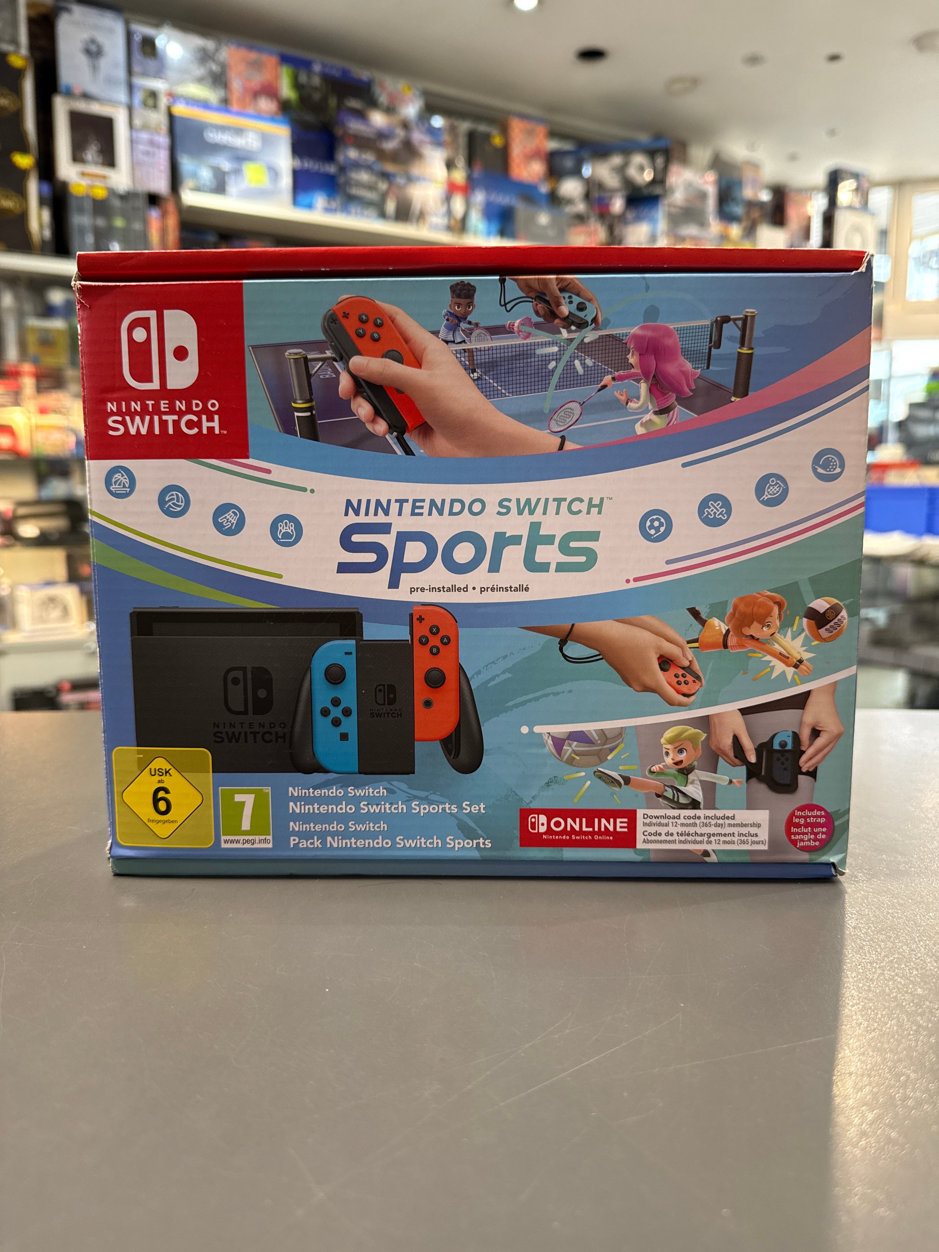Nintendo Switch-Konsole Neon-Rot/Neon-Blau + Switch Sports *gebraucht