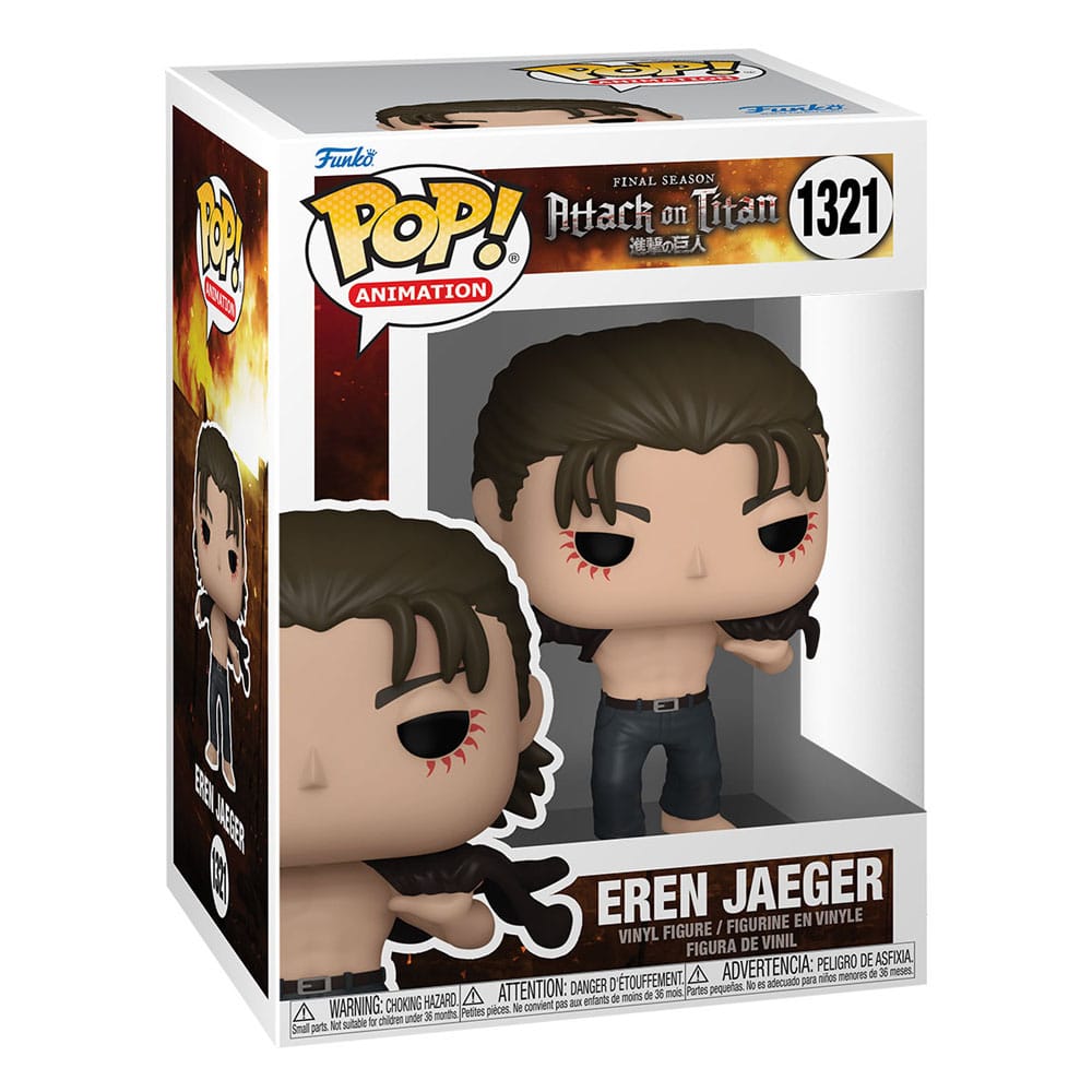 Attack on Titan POP! Animation Vinyl Figur Eren Jeager 9 cm – Anime Sammelfigur mit Eren, POP!-Design, Vinyl-Optik und Sammlerwert für Attack-on-Titan-Fans