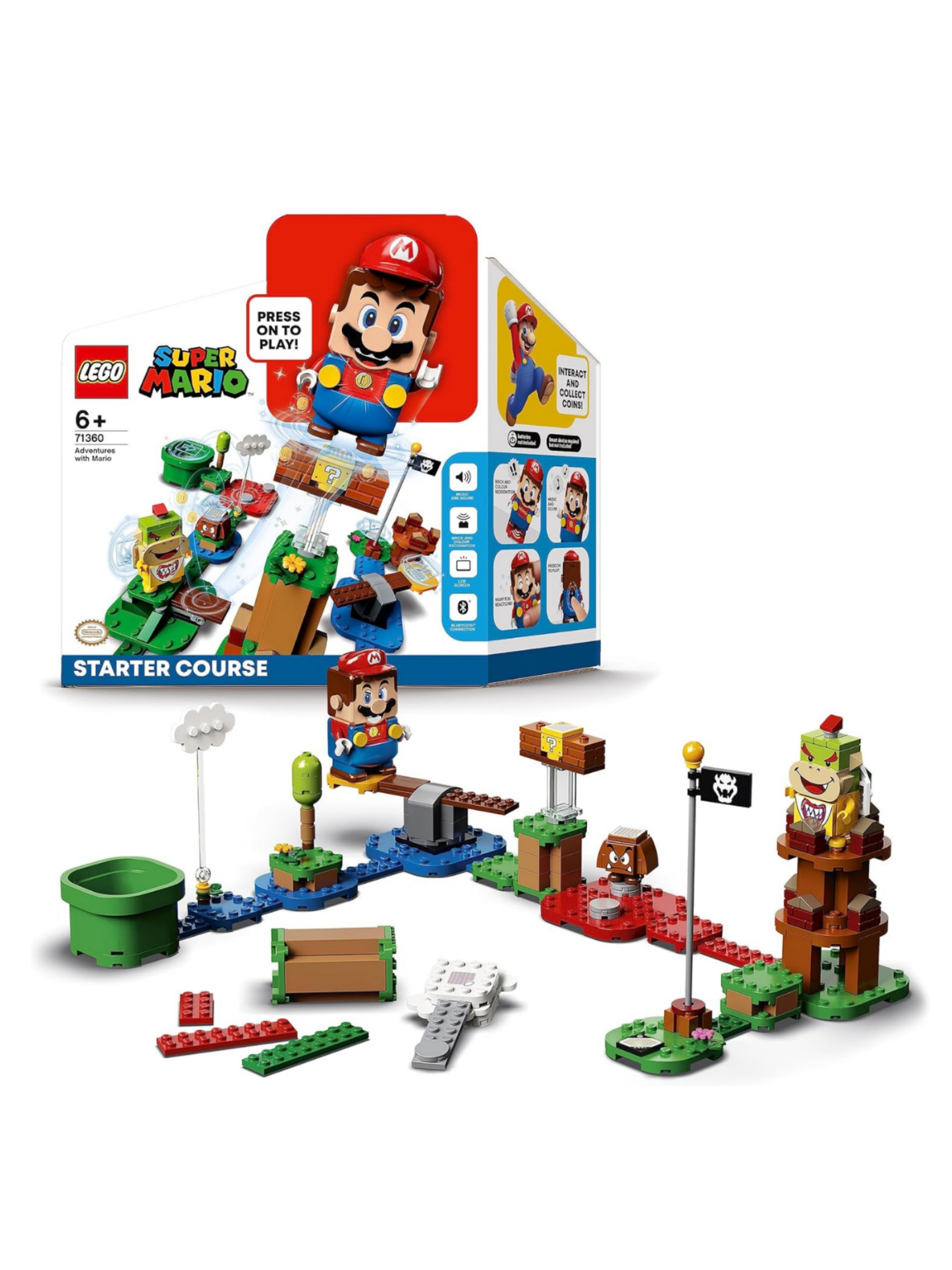 LEGO Super Mario Abenteuer mit Mario – Starterset, interaktive Figur und BAU-Spielzeug, mit Gumba und Bowser Jr.-Figuren