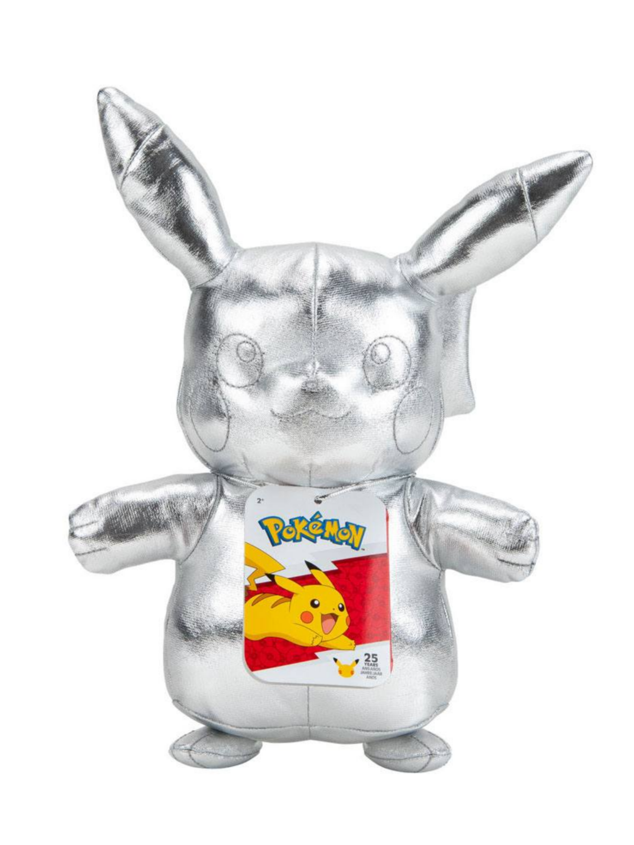 Pokémon 25. Jubiläum Select Plüschfigur Silber Version Pikachu 30 cm