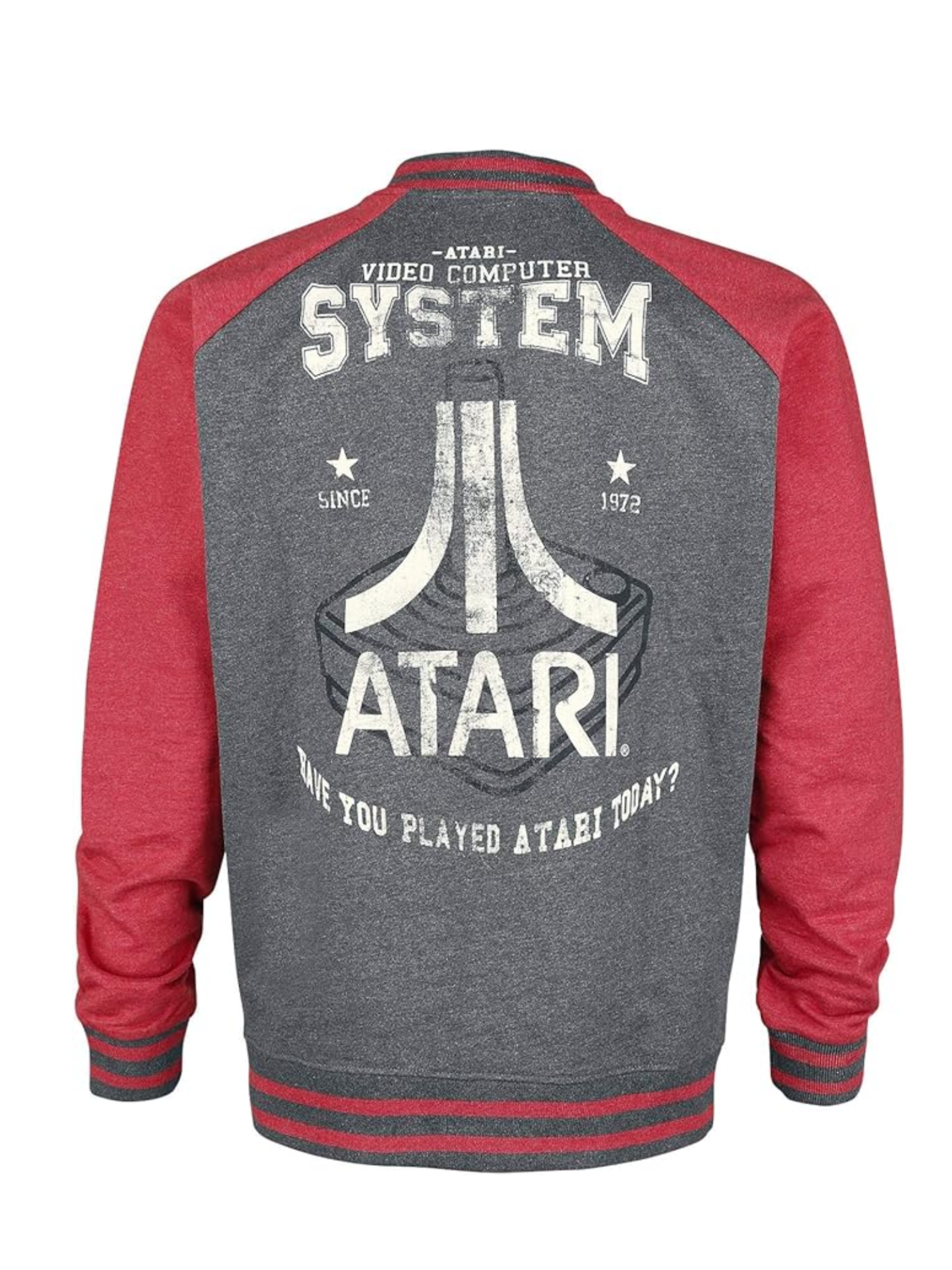Atari Logo Collegejacke grau meliert/rot meliert