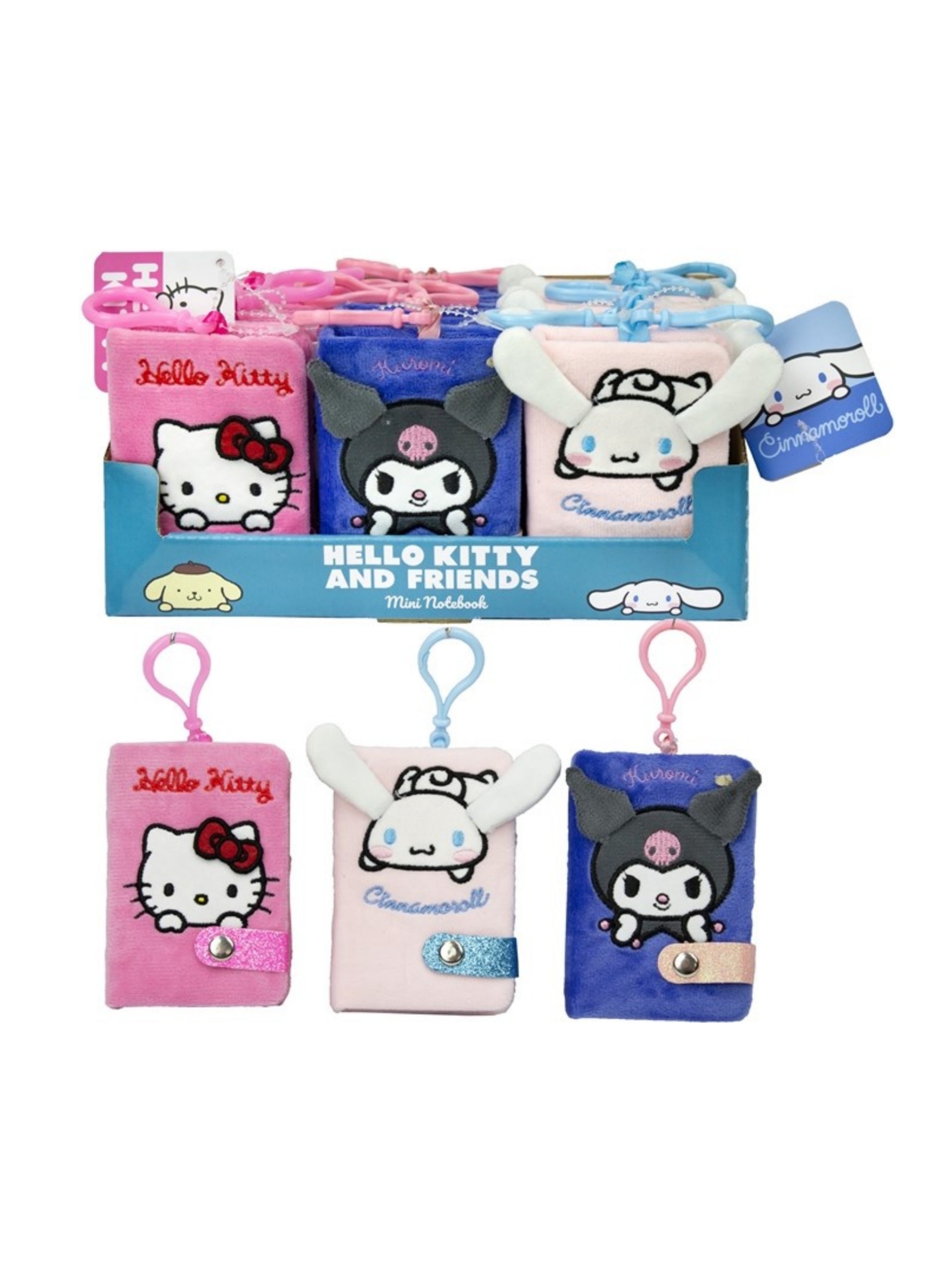 Hello Kitty Mini Plüsch Notizbuch 7x10cm + Taschenclip