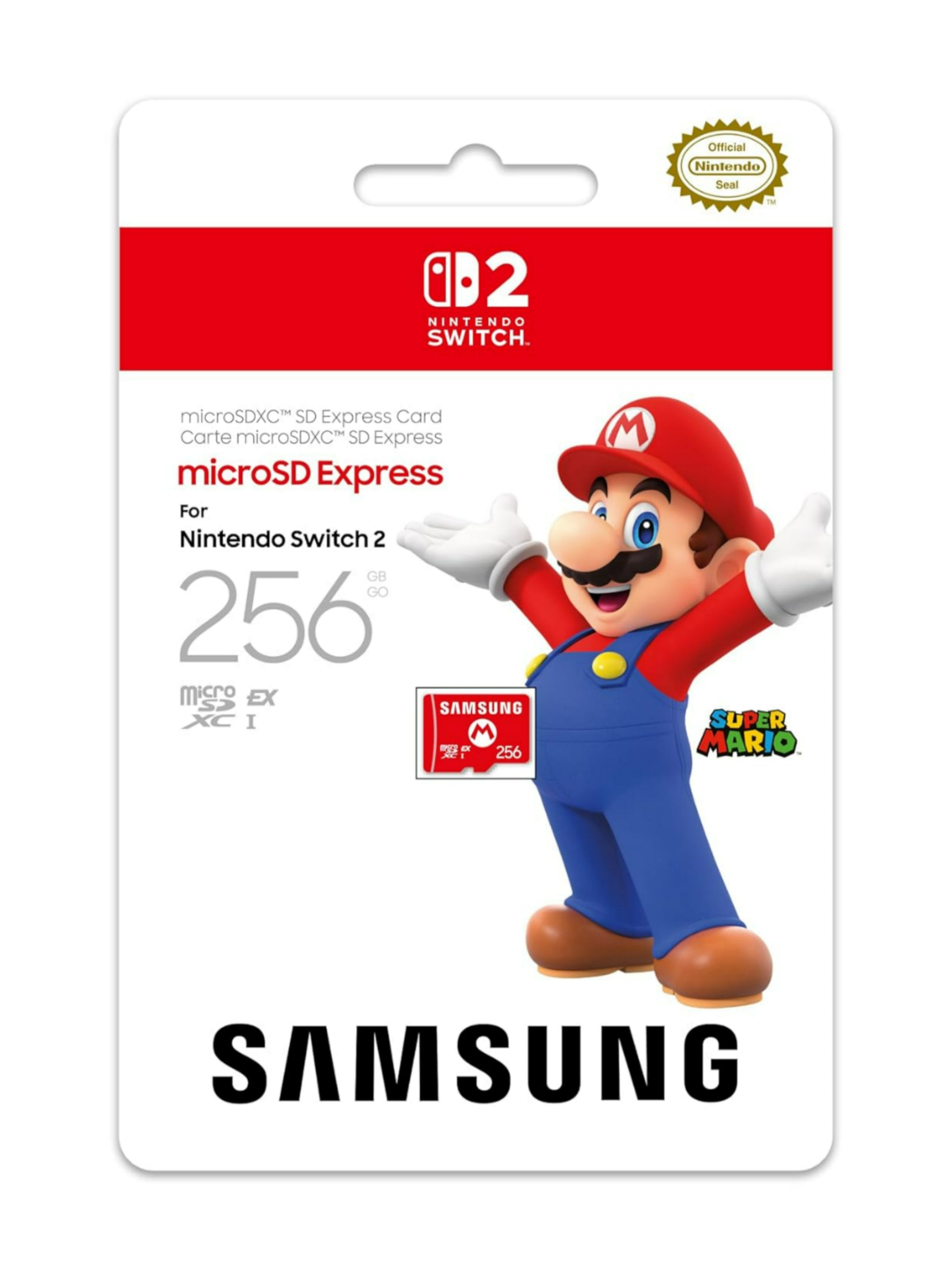 mircoSD EXPRESS Card 256 GB Samsung Mario Design Nintendo Switch 2 *Neu