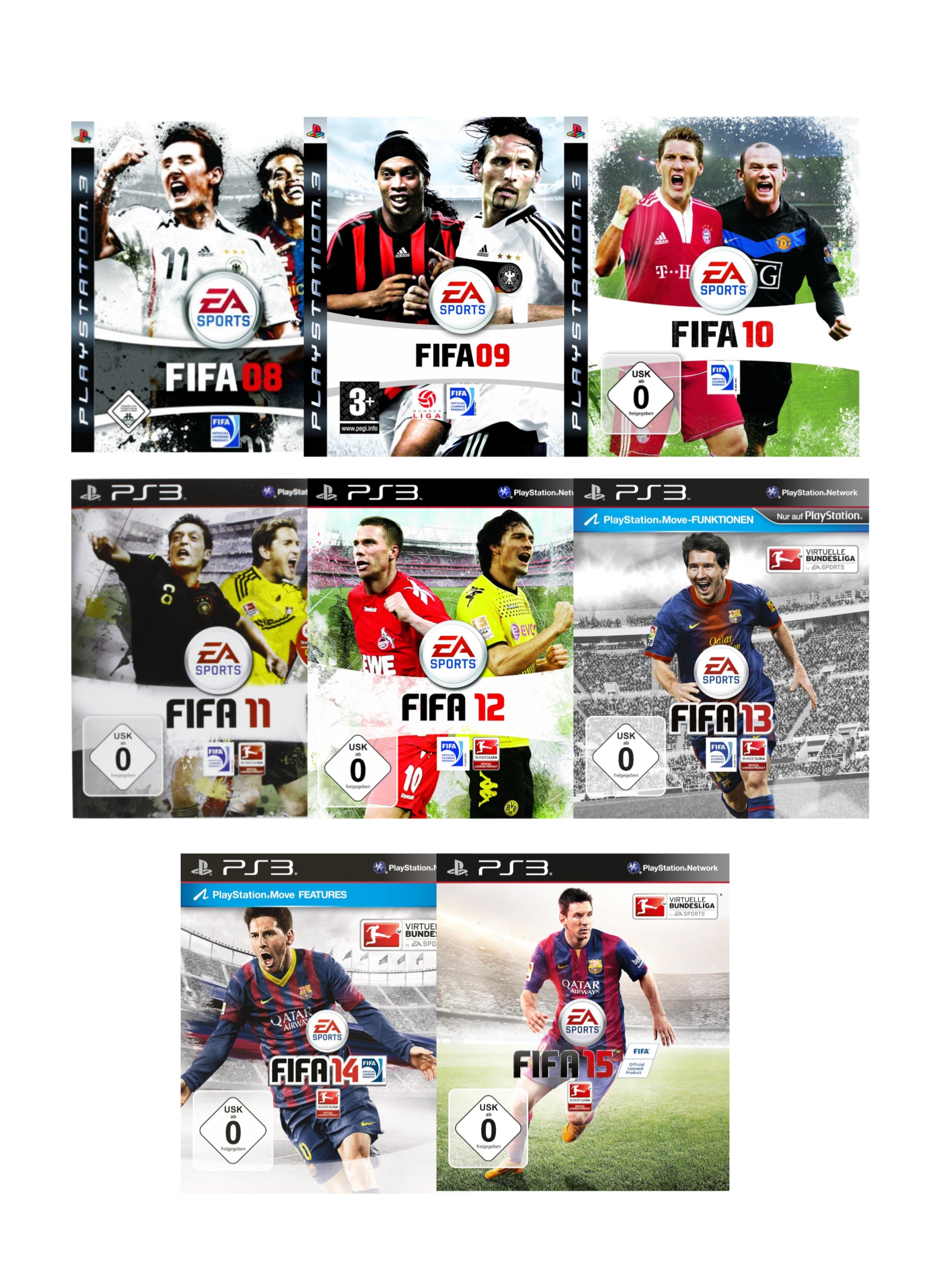 FIFA Bundle - FIFA 08,09,10,11,12,13,14,15 Playstation 3 *gebraucht