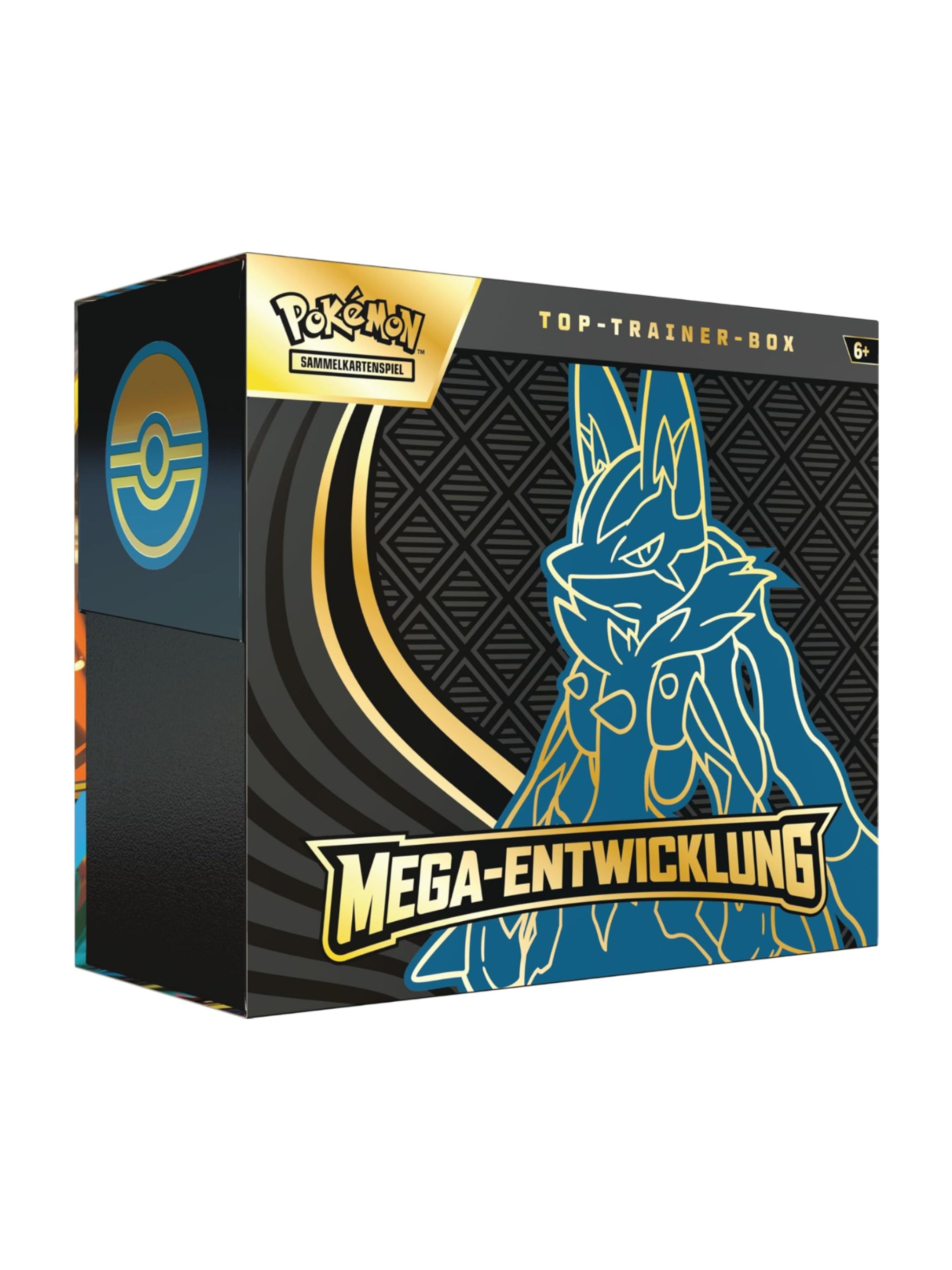 Pokémon: Top-Trainer-Box Mega-Entwicklung: Lucario (1 Vollbild-Promokarte, 9 Boosterpacks & Zubehör)