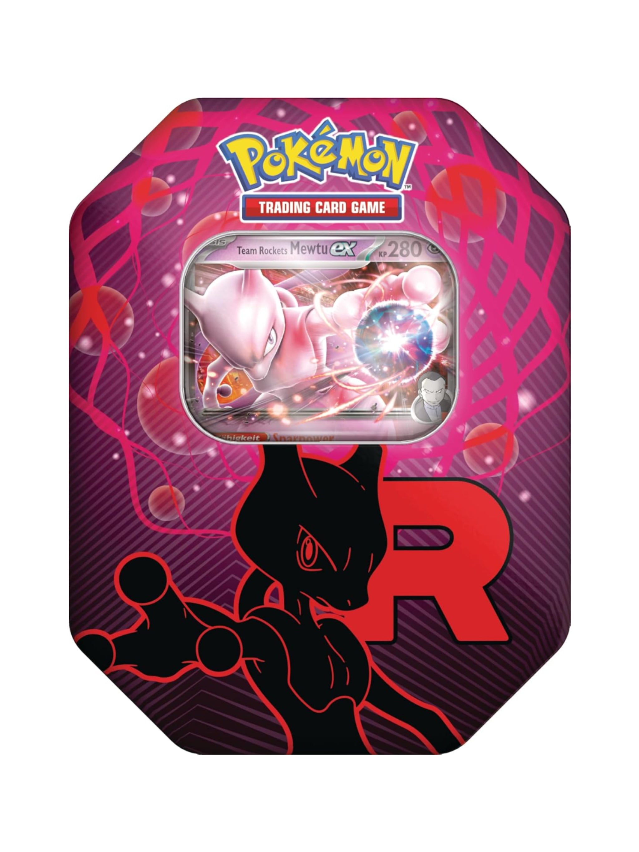 Pokémon:Tin-Box Team Rocket – Mewtu-ex (1 holografische Promokarte & 4 Boosterpacks)
