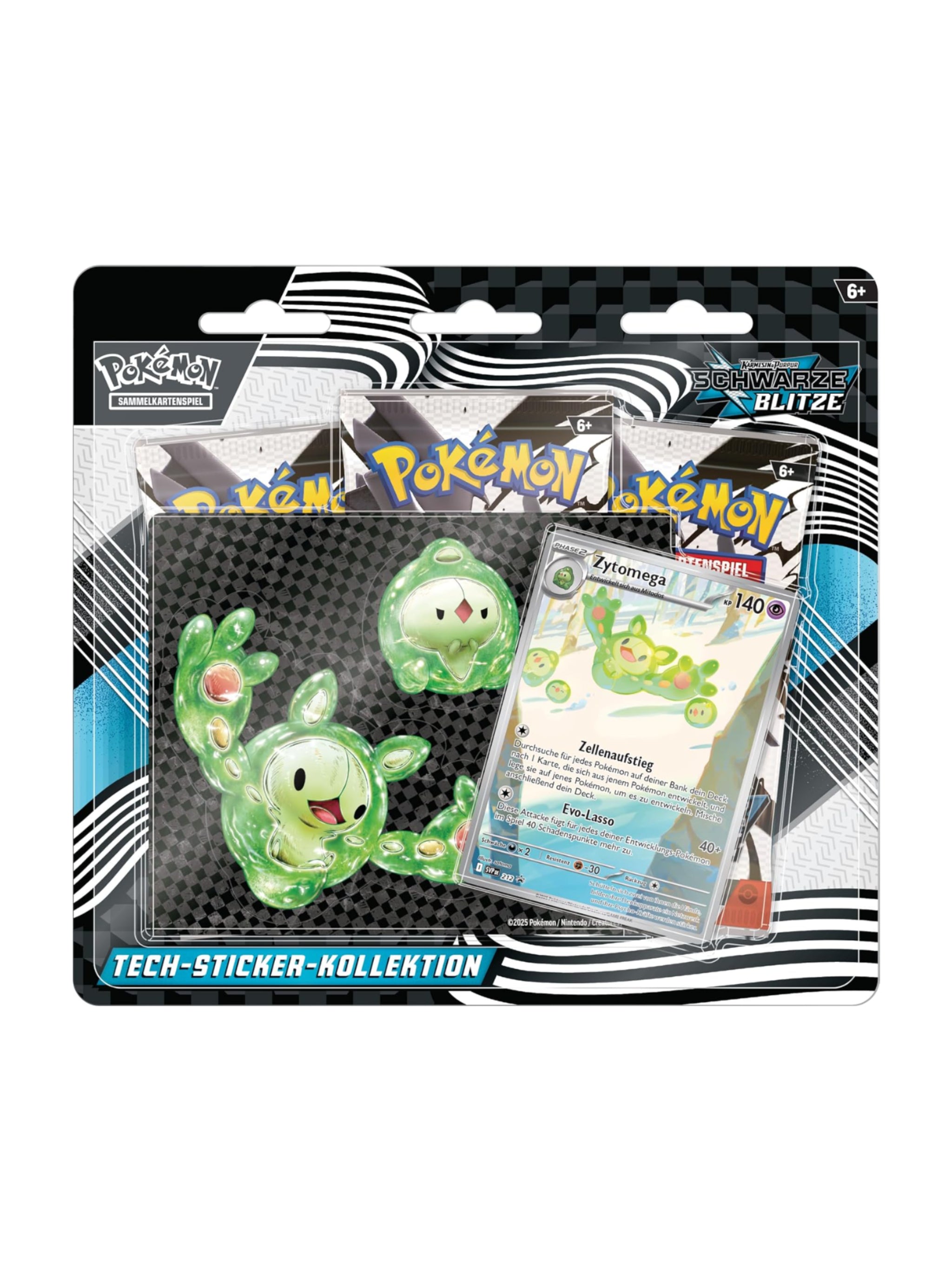 Pokémon Tech-Sticker-Kollektion Karmesin & Purpur – Schwarze Blitze – Zytomega (1 holografische Promokarte & 3 Boosterpacks)