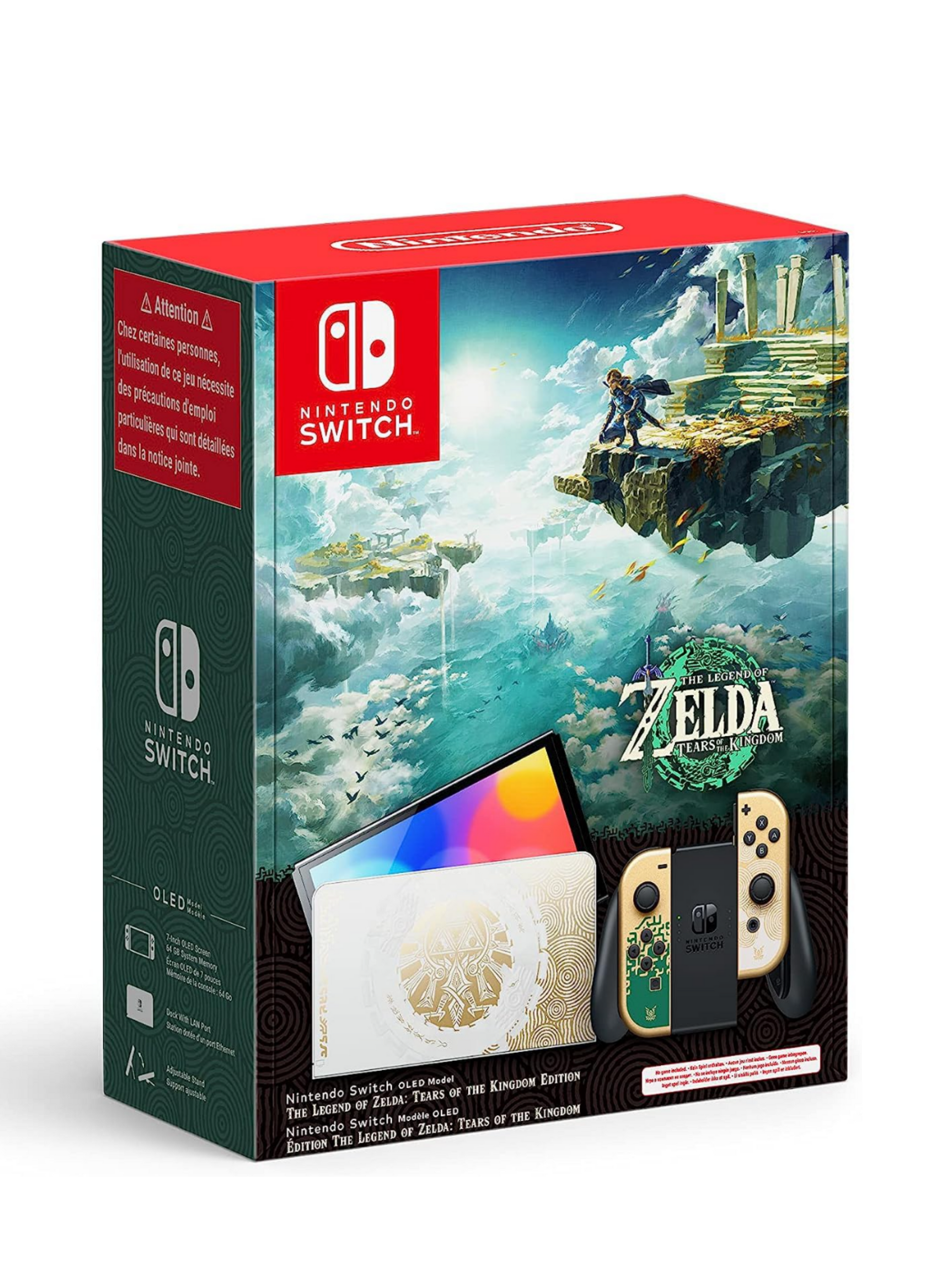 Nintendo Switch OLED-Modell The Legend of Zelda Tears of the Kingdom Limited Edition – Zelda Konsole mit OLED-Display, goldenen Joy-Con, Dockingstation und Hyrule-Design