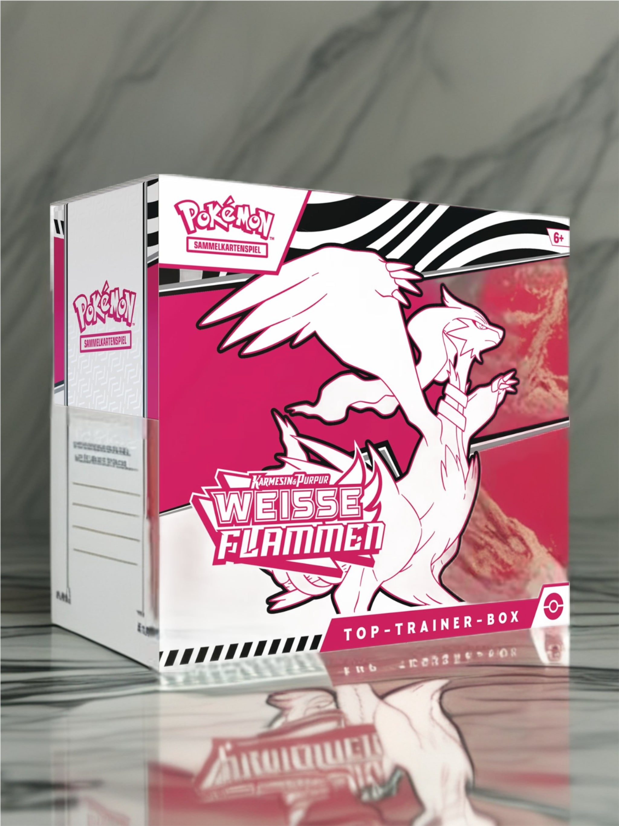 Pokémon:Top-Trainer-Box Karmesin & Purpur – Weiße Flammen: Reshiram
