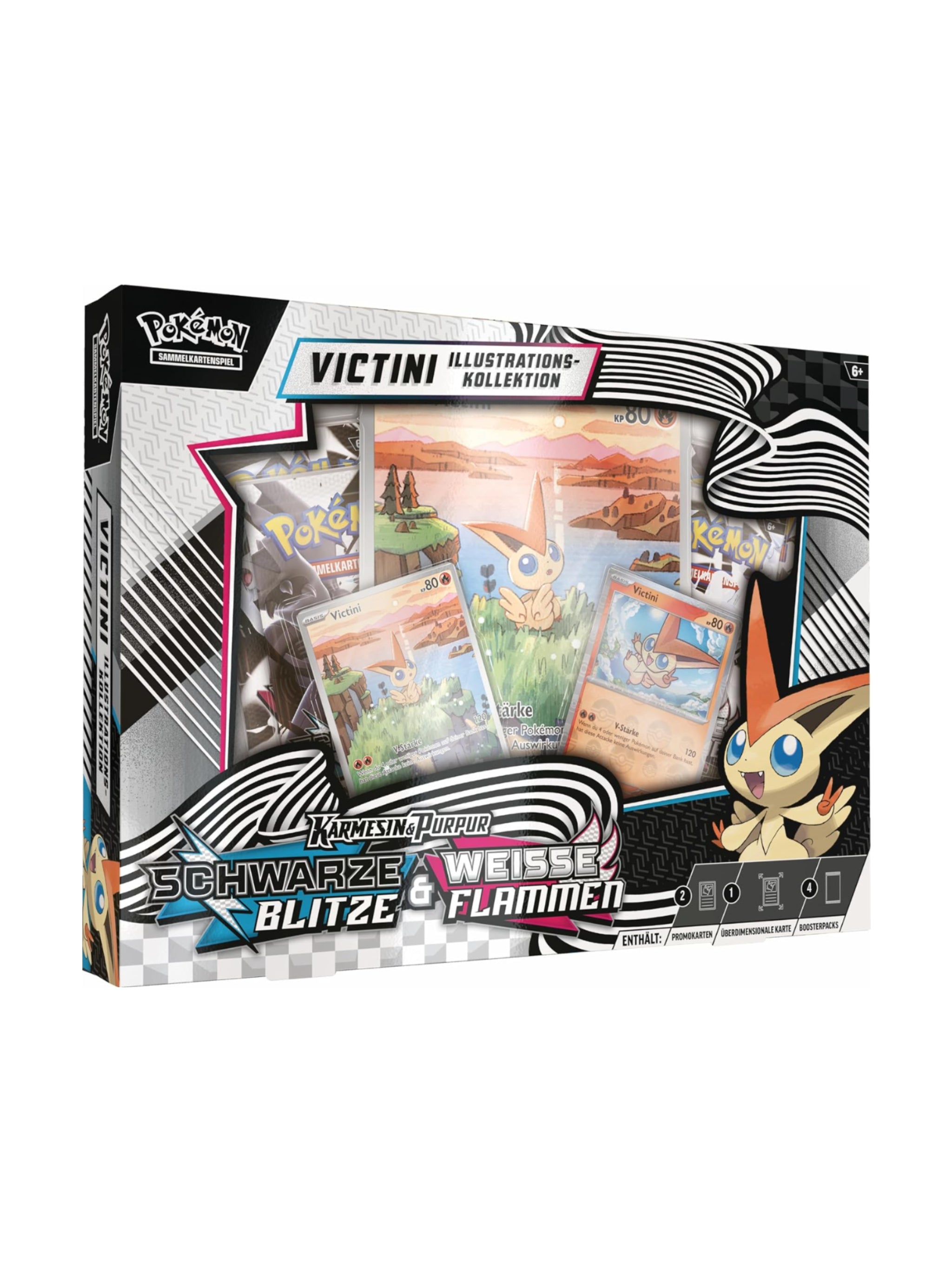 Pokémon: Illustrations-Kollektion Einall: Victini (1 holografische Vollbild-Promokarte, 4 Boosterpacks & 1 überdimensionale holografische Promokarte)