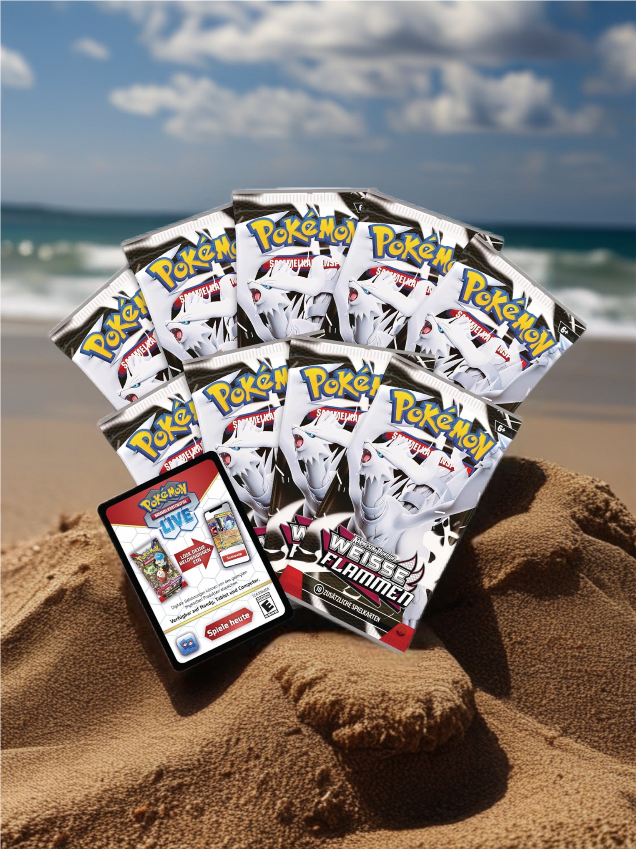 Pokémon:Top-Trainer-Box Karmesin & Purpur – Weiße Flammen: Reshiram