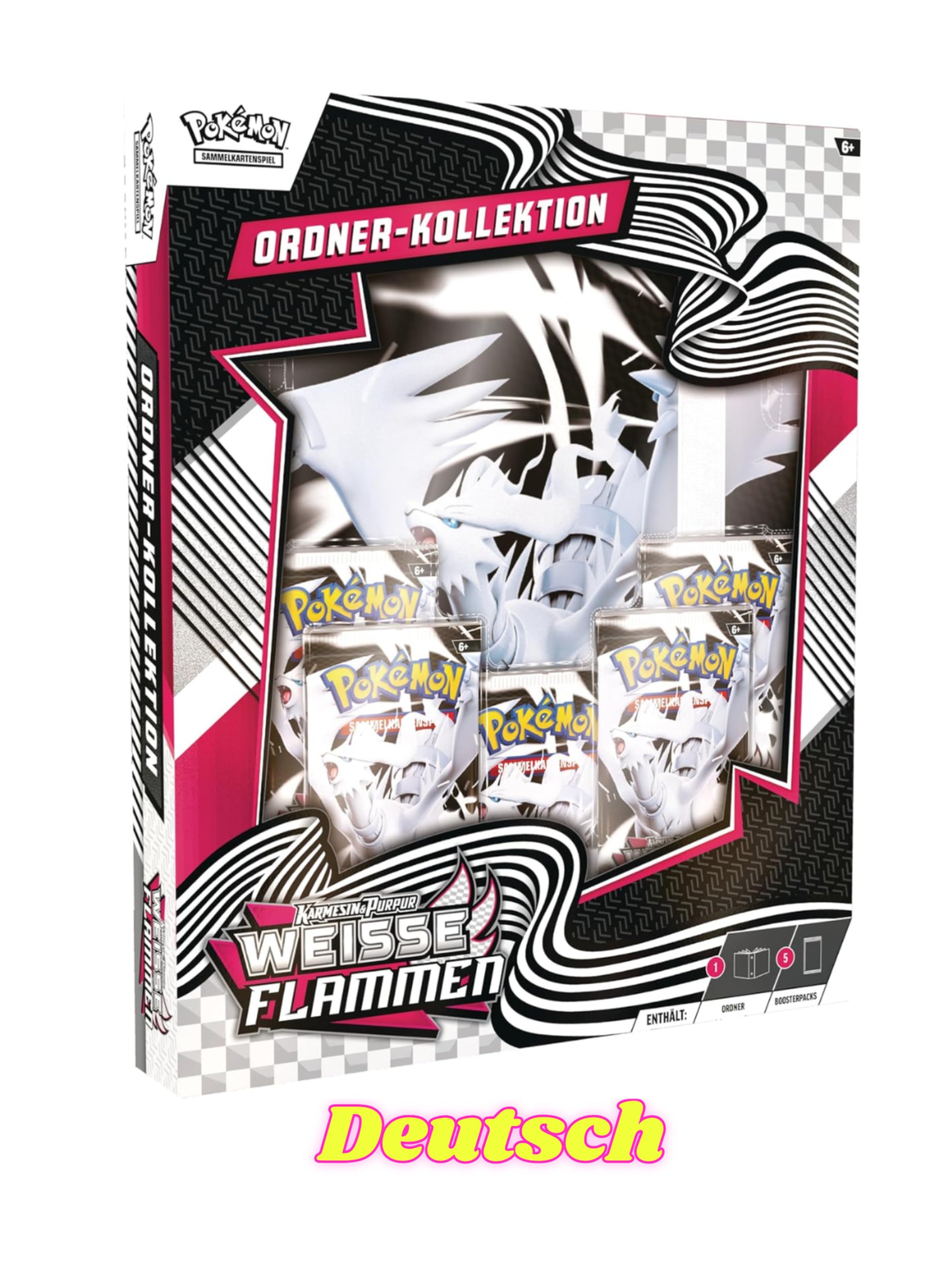 Pokémon-Sammelkartenspiel: Ordner-Kollektion Karmesin & Purpur – Weiße Flammen (Reshiram-Ordner & 5 Boosterpacks)