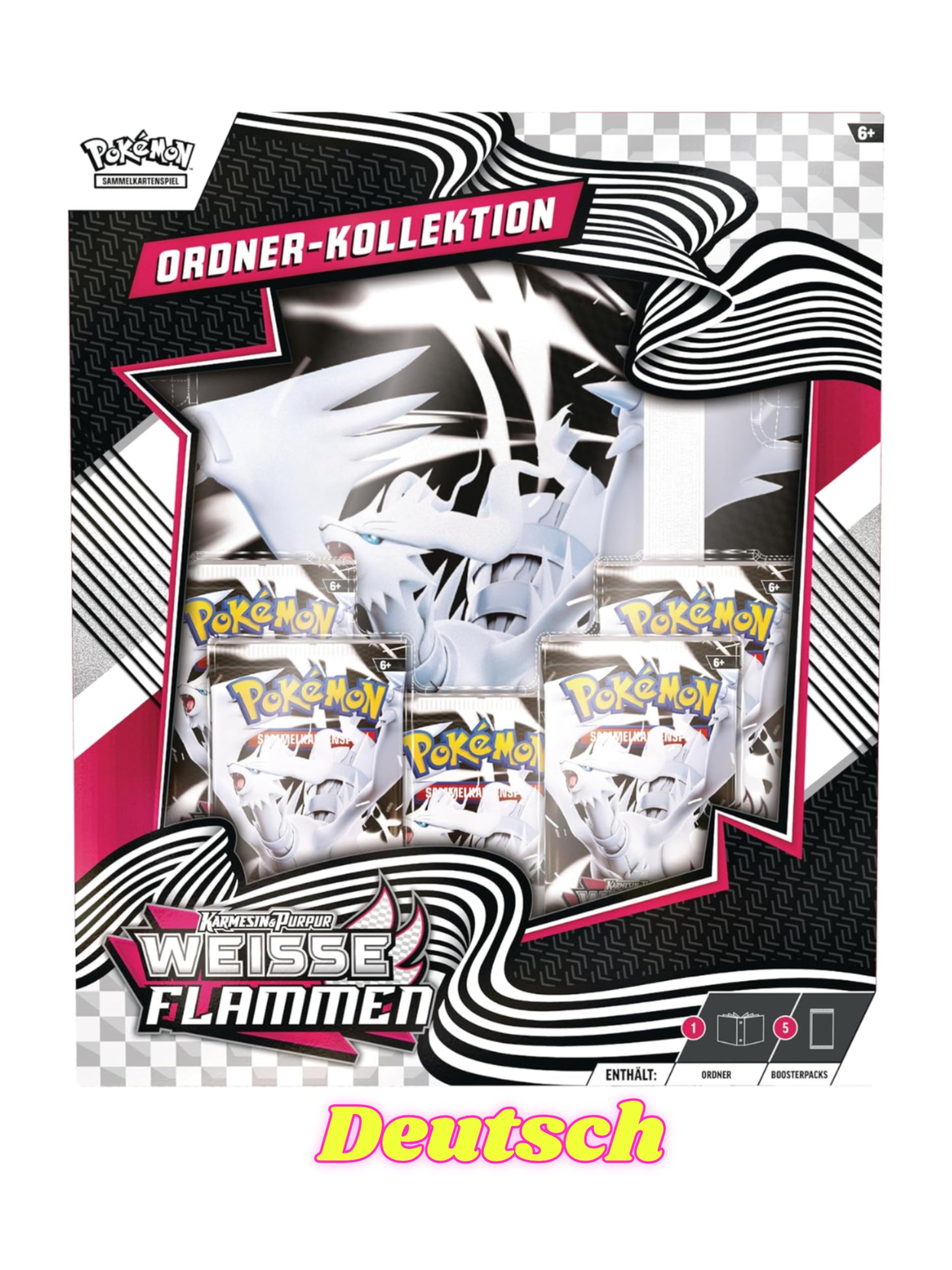 Pokémon-Sammelkartenspiel: Ordner-Kollektion Karmesin & Purpur – Weiße Flammen (Reshiram-Ordner & 5 Boosterpacks)