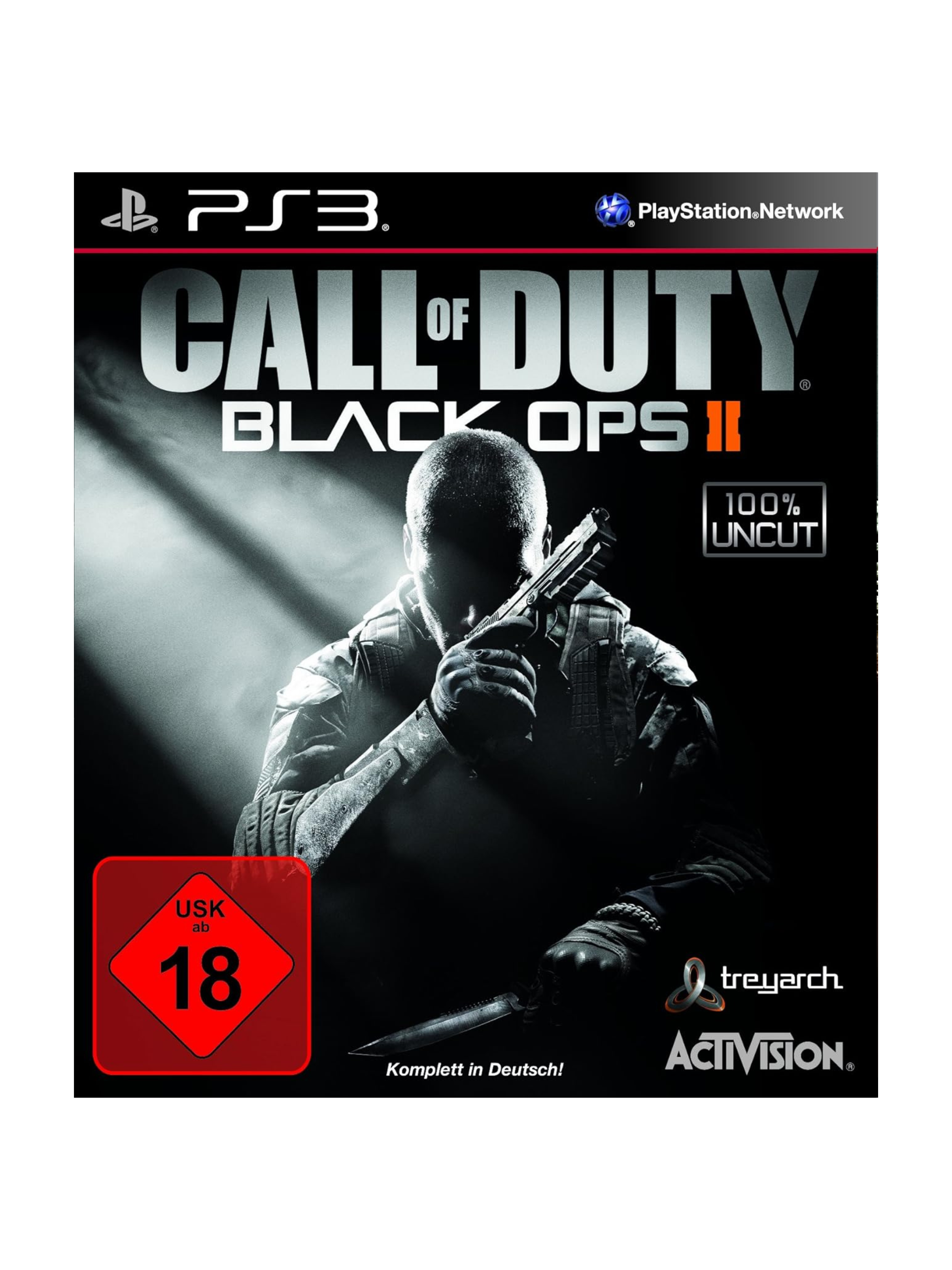 „Call of Duty: Black Ops II für PS3 zeigt einen Ego-Shooter mit futuristischen und modernen Kriegsszenarien, Story-Kampagne, taktischen Missionen und intensiven Multiplayer-Schlachten.“