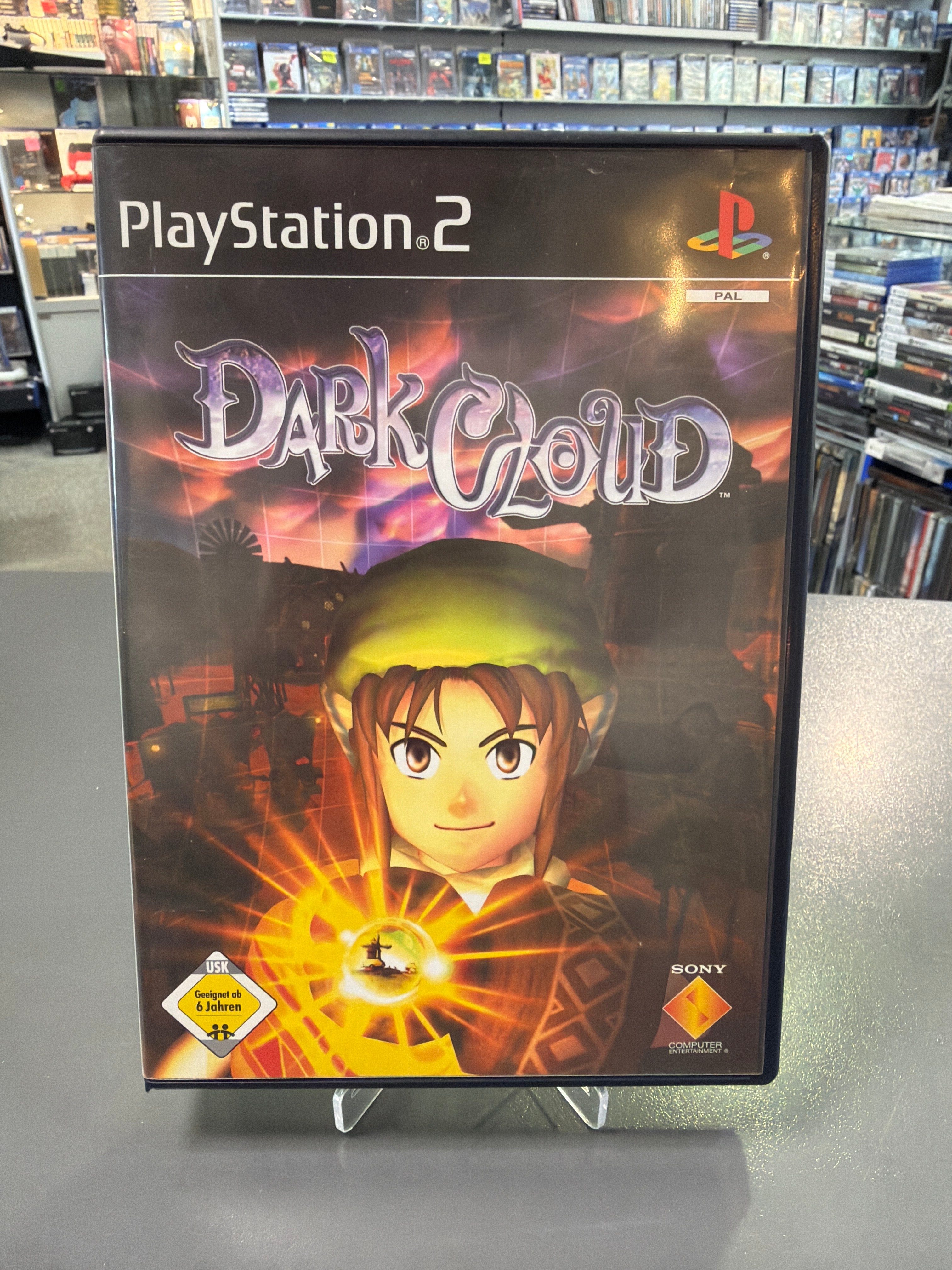 Gebrauchtes PlayStation 2 Spiel Dark Cloud, komplett mit Hülle und Disc, Retro-RPG Titel in gutem Zustand