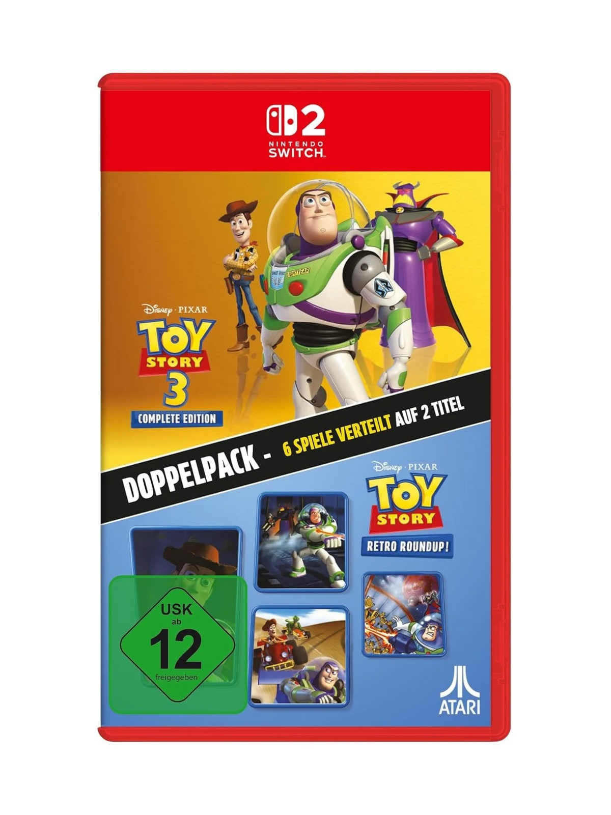 Disney Pixar Toy Story Retro Roundup und Toy Story 3 Complete Edition Doppelpack für Nintendo Switch 2 – klassische Toy-Story-Spiele und überarbeitetes 3D-Abenteuer, neu und originalverpackt.
