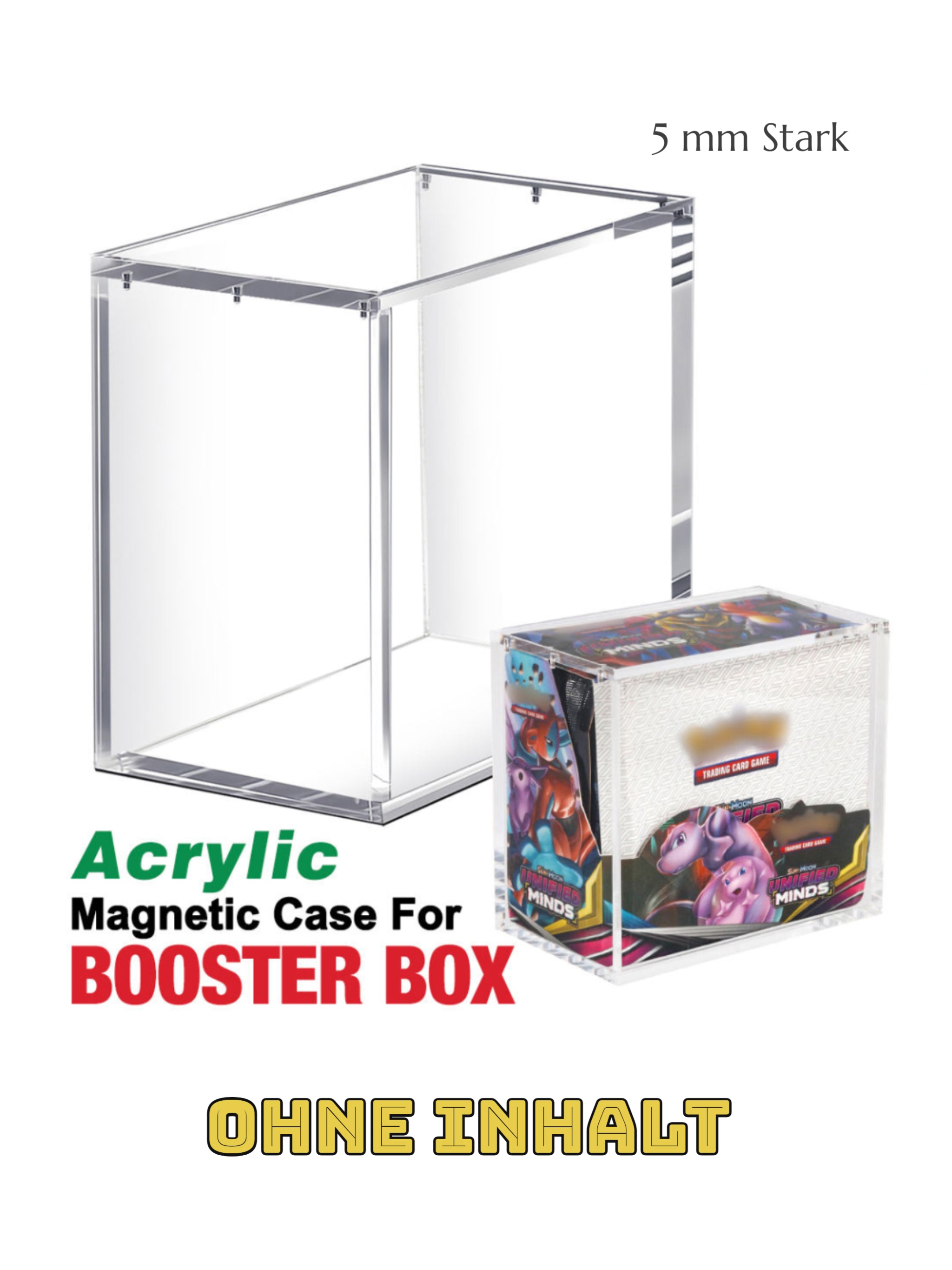 Premium Acrylgehäuse mit magnetischem Verschluss für Pokémon Display – transparentes Acryl Case zum Schutz und zur Präsentation von versiegelten Pokémon Booster Displays
