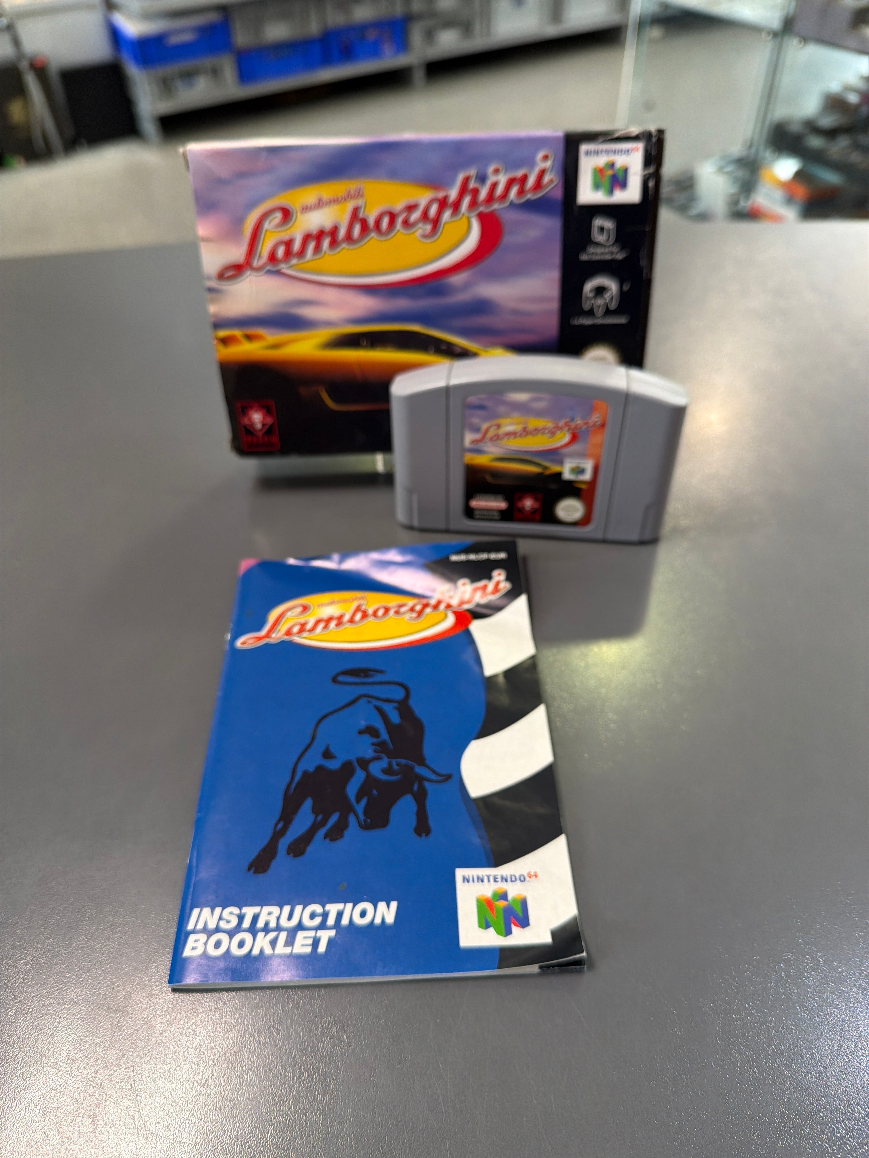Automobili Lamborghini 64 für Nintendo 64 inklusive Anleitung und OVP in gutem gebrauchten Zustand