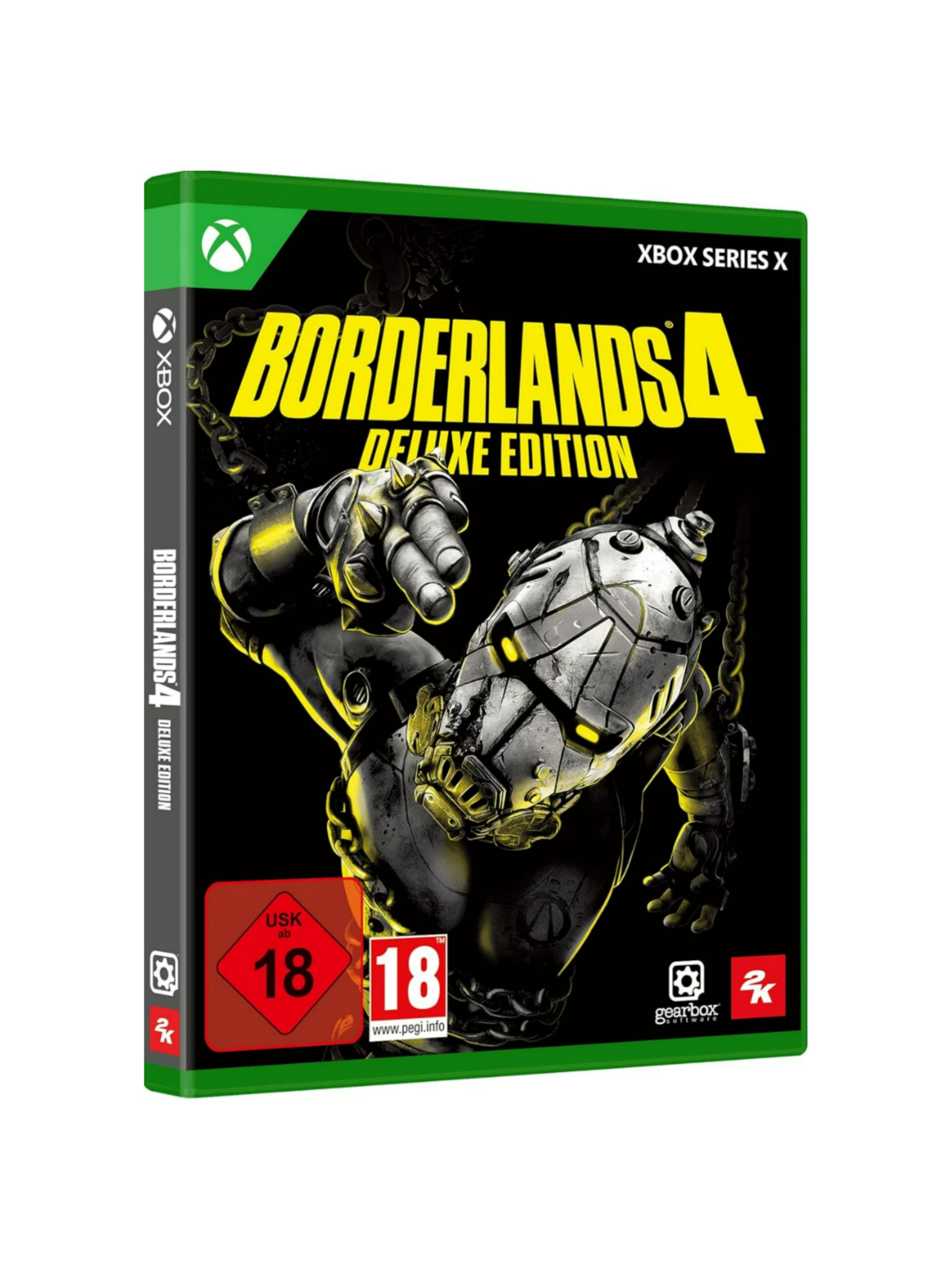 Borderlands 4 Deluxe Edition für Xbox Series X mit Originalverpackung und Spiel-Blu-ray in neuem Zustand.