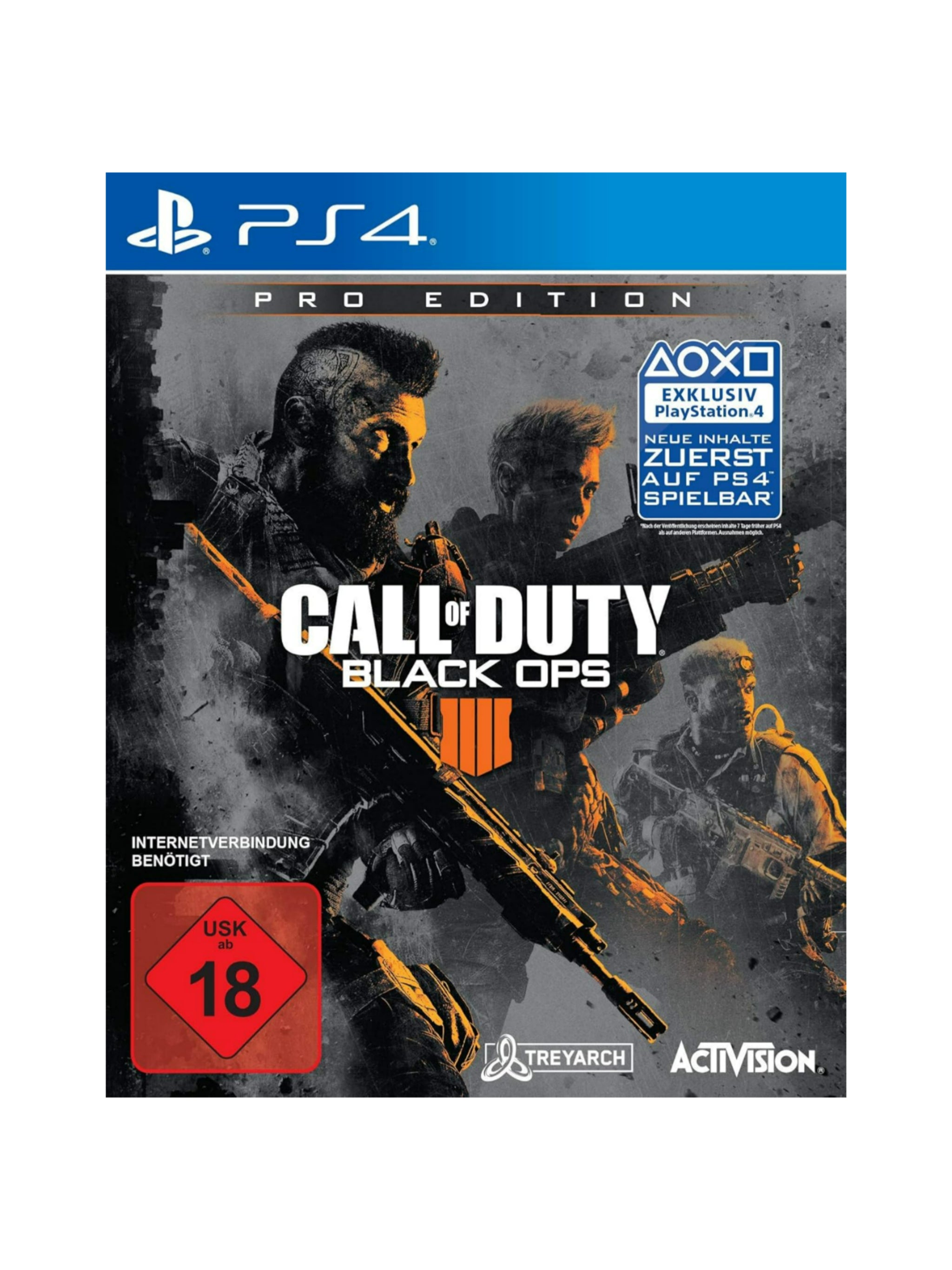 Call of Duty Black Ops 4 Pro Edition für PlayStation 4 PS4 mit Originalverpackung und Spiel-Blu-ray in gebrauchtem Zustand.