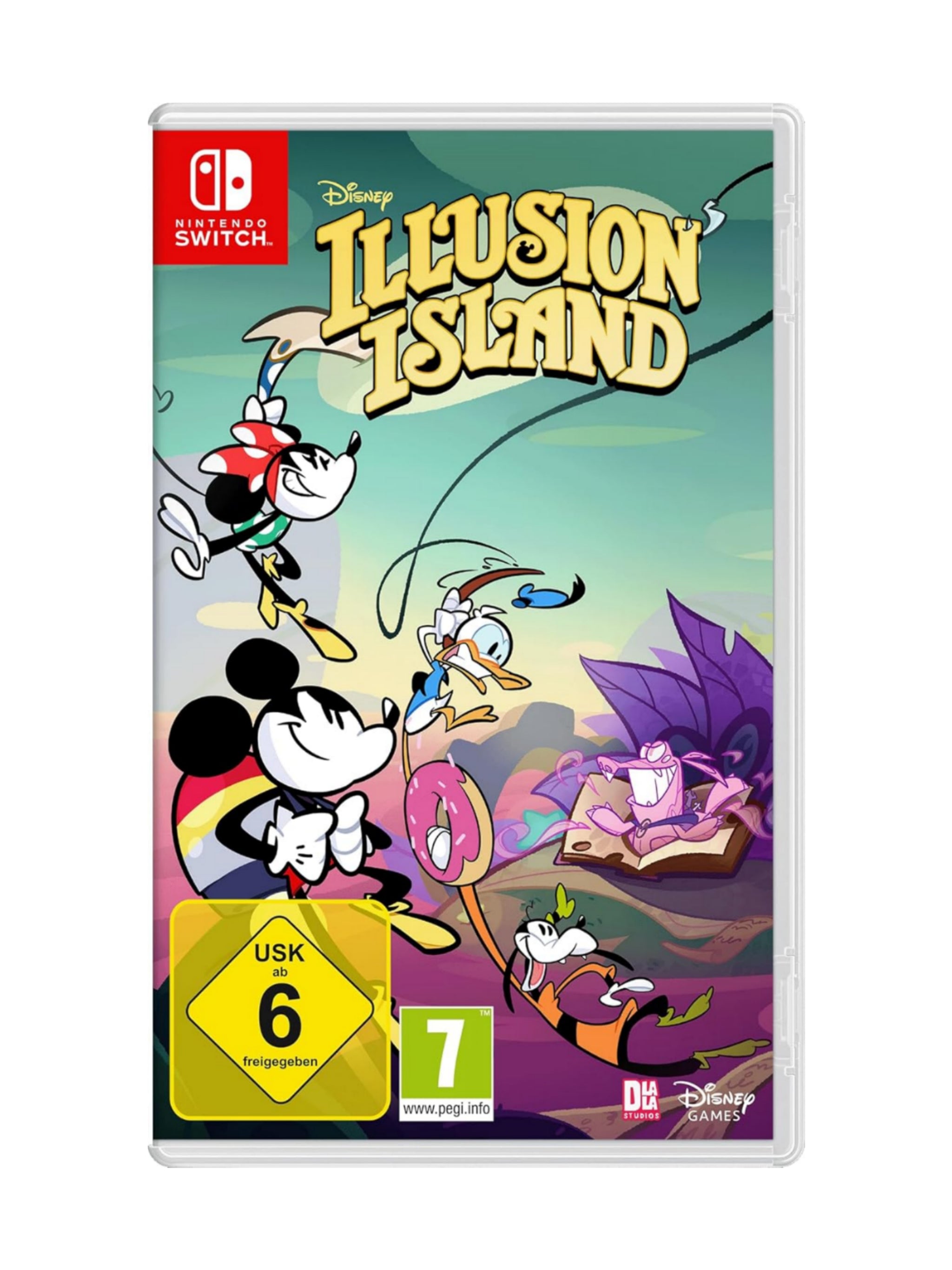 Disney Illusion Island für Nintendo Switch – gebrauchtes Spiel mit Micky Maus, Minnie Maus, Donald und Goofy.