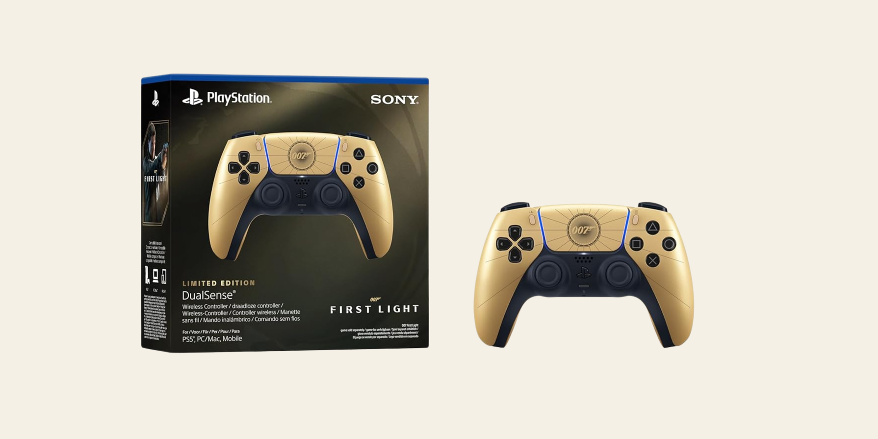 DualSense 007 First Light Limited Edition PS5 Controller in Gold Schwarz neu