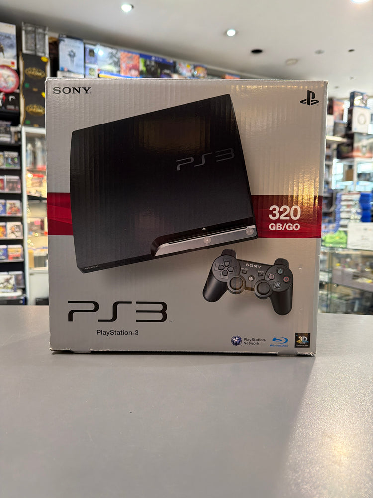 Gebrauchte PlayStation 3 Slim 320GB Konsole mit Controller, Originalverpackung und Zubehör, geprüft und funktionsfähig