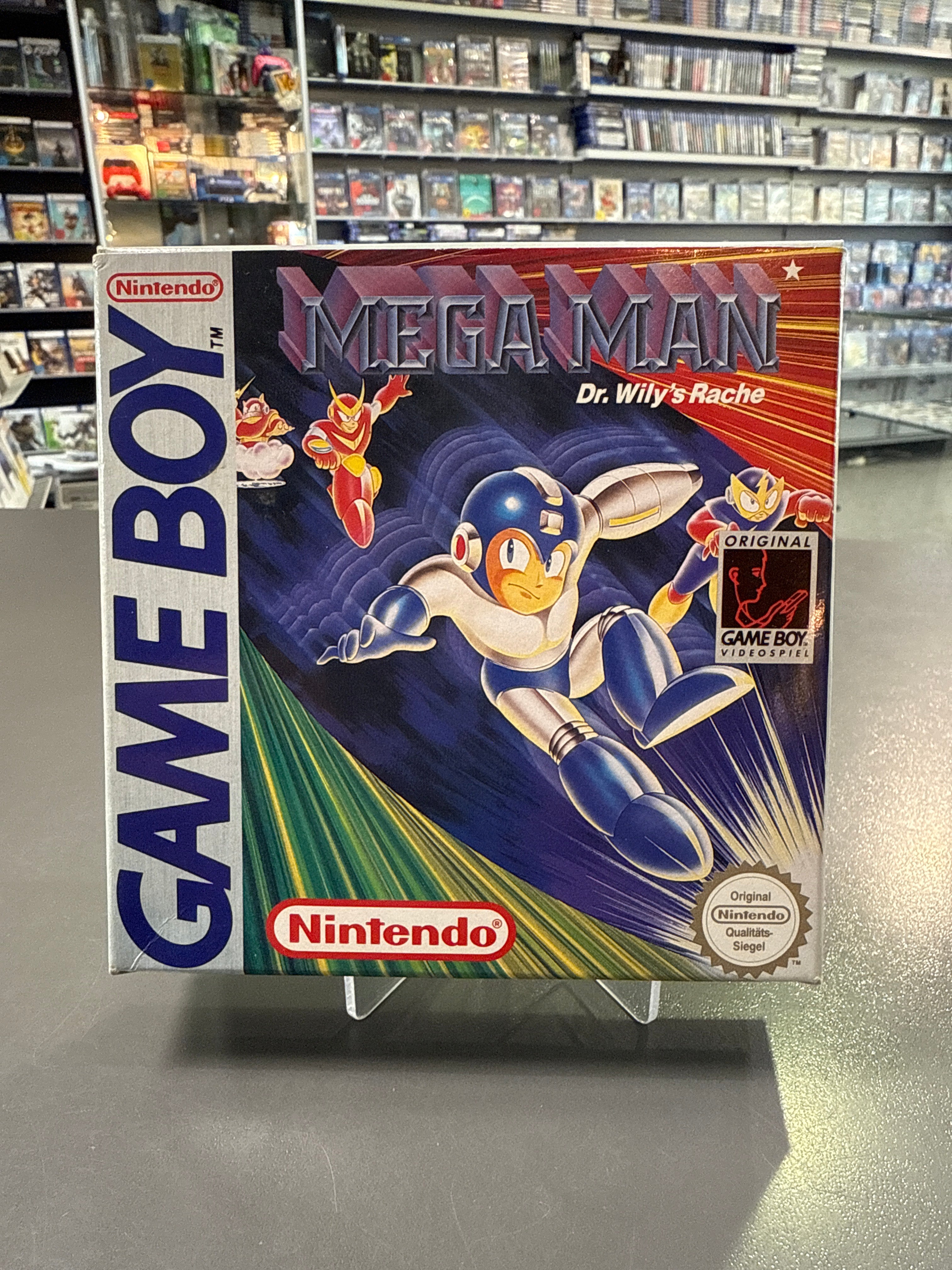 Mega Man: Dr. Wily’s Rache für Nintendo Game Boy – Retro Jump’n’Run Spiel mit Originalverpackung (OVP), vollständiger Sammlerzustand (CIB), klassisches 8-Bit Mega Man Gameplay gegen Dr. Wily.