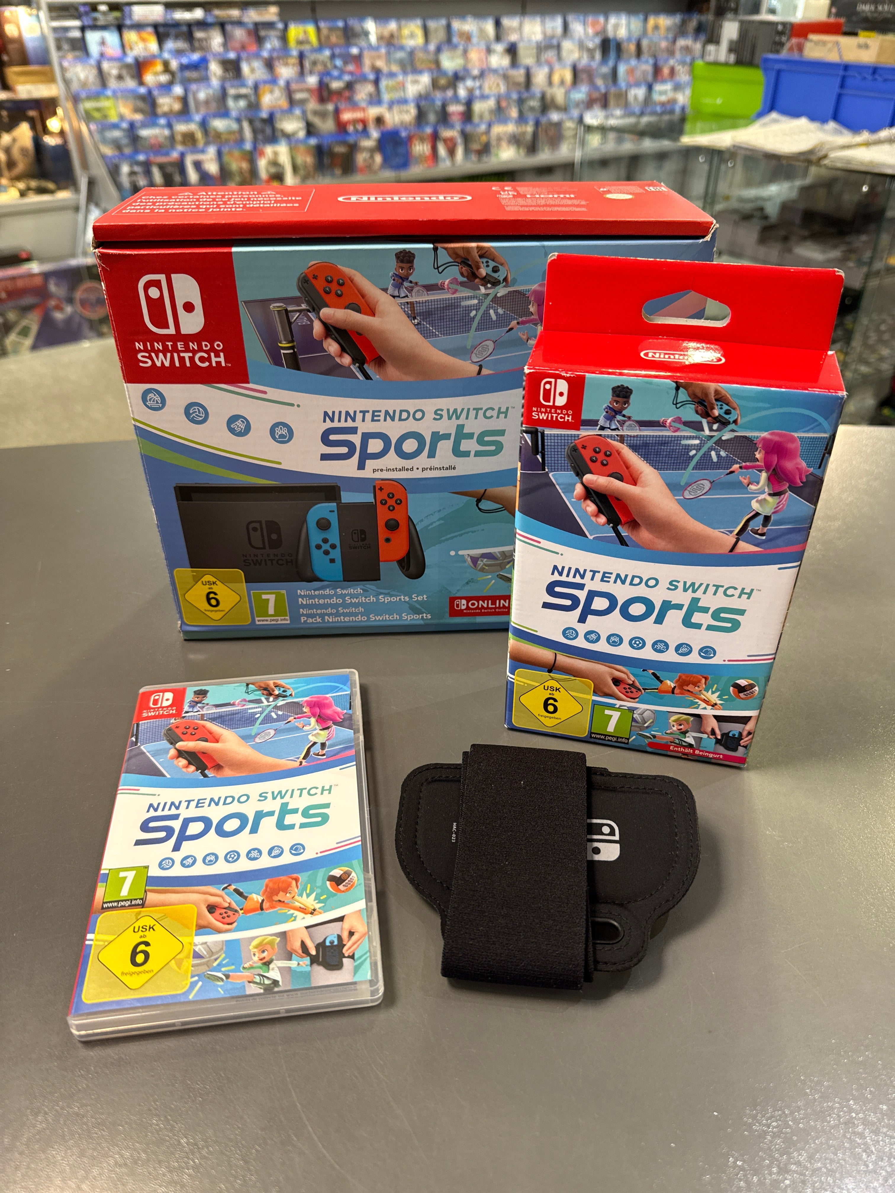 Nintendo Switch Konsole Neon-Rot/Neon-Blau mit Joy-Cons und Nintendo Switch Sports Spiel, modernes Gaming-Bundle.