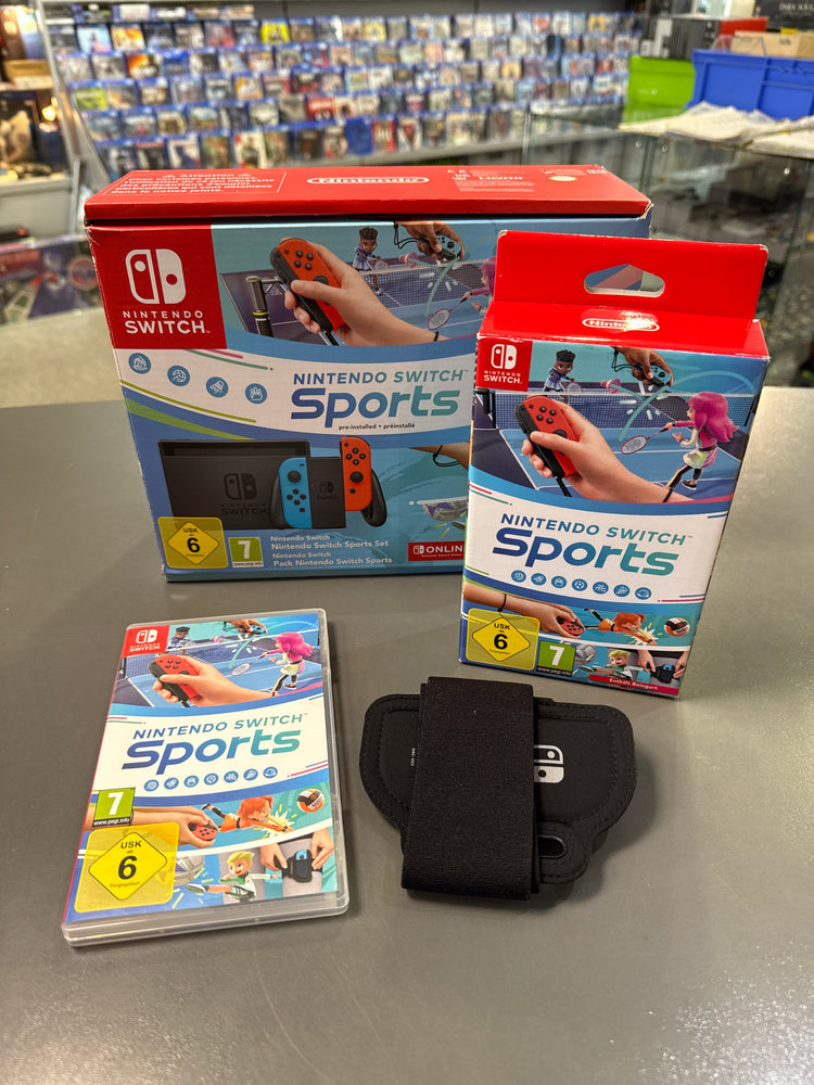 Nintendo Switch Konsole Neon-Rot/Neon-Blau mit Joy-Cons und Nintendo Switch Sports Spiel, modernes Gaming-Bundle.
