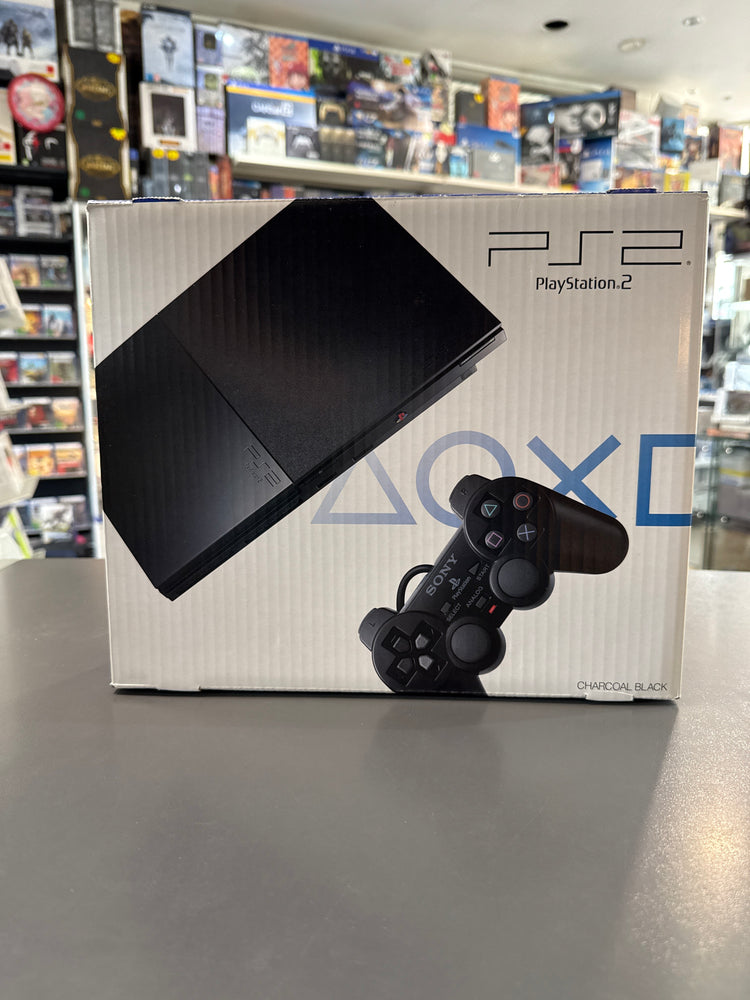 PlayStation 2 PS2 Slim Konsole in Schwarz mit DualShock Controller, gebrauchte Spielekonsole