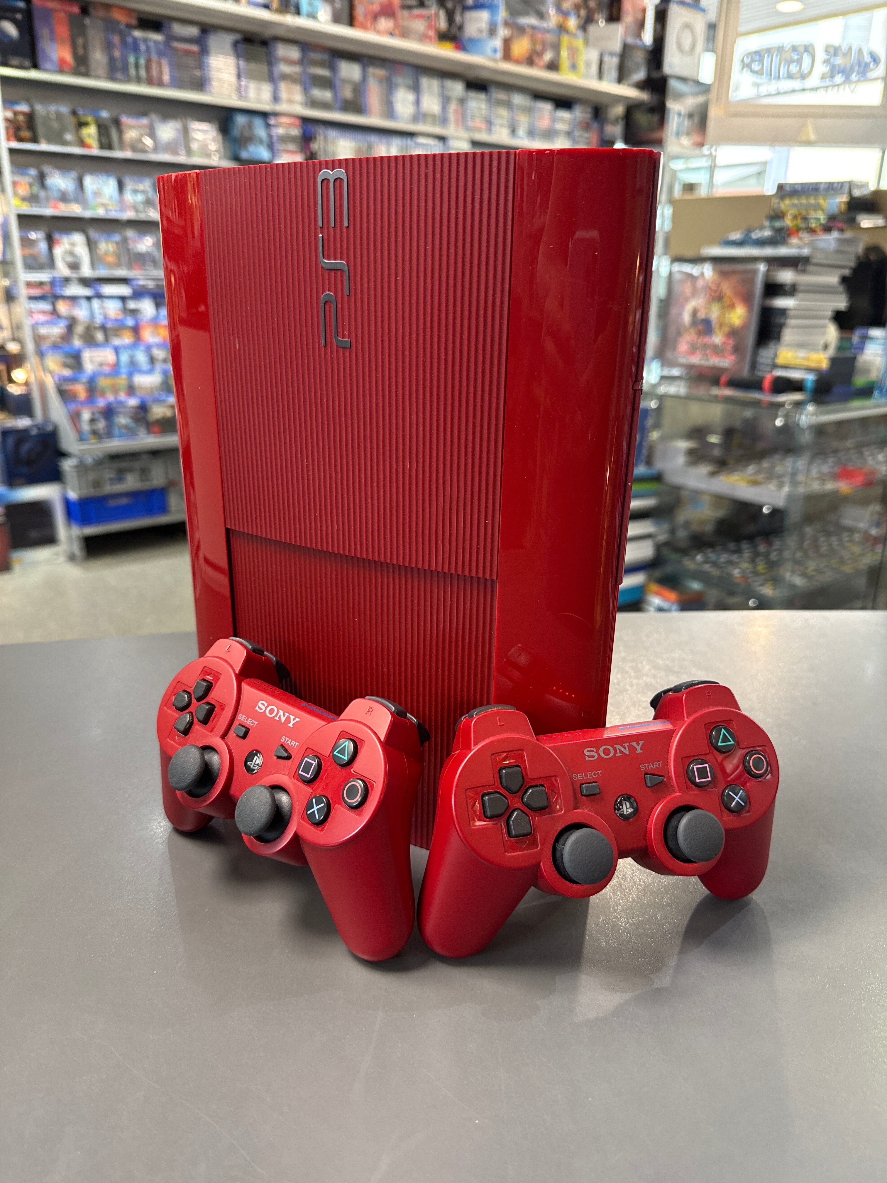 PlayStation 3 PS3 Super Slim rot 500GB Konsole mit 2 Original Controller gebraucht