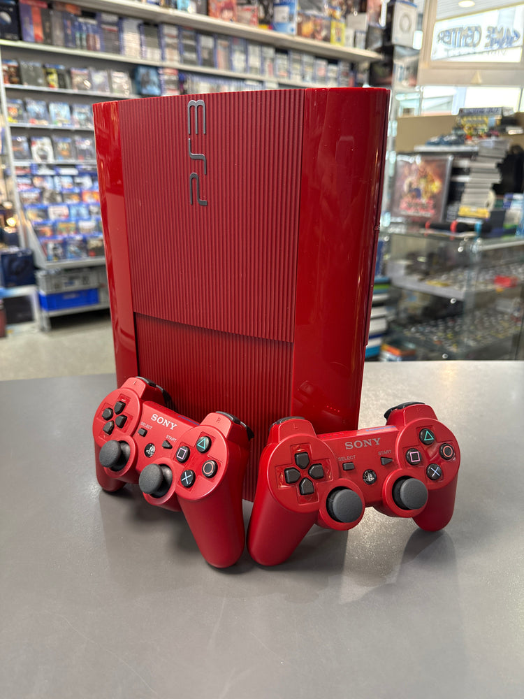 PlayStation 3 PS3 Super Slim rot 500GB Konsole mit 2 Original Controller gebraucht