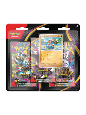 Pokémon-Sammelkartenspiel 3er-Pack Mega-Entwicklung PKM ME05 Dunkelnacht mit 3 Boosterpacks und holografischer Promokarte