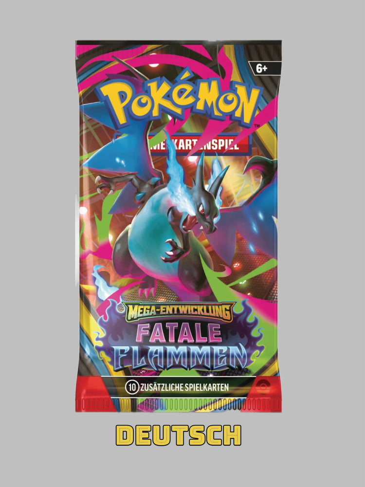 Pokémon Fatale Flammen Booster Pack 1x Deutsch original versiegelt mit Pokémon TCG Sammelkarten