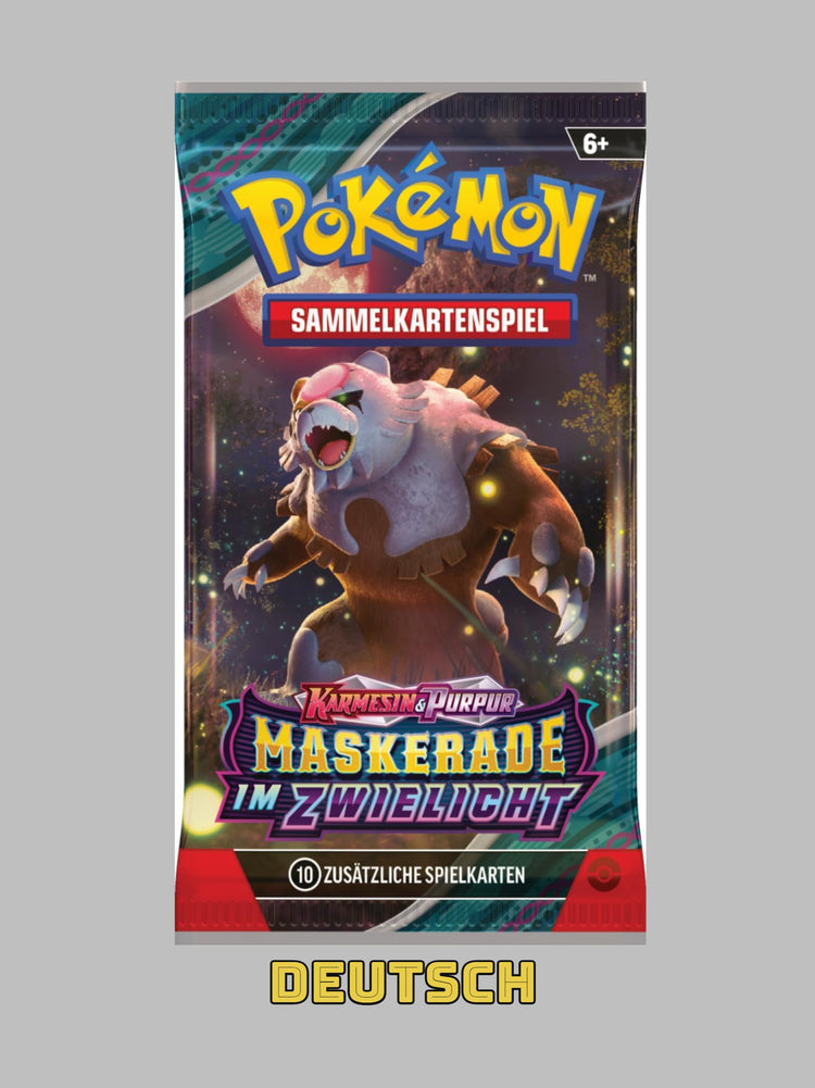 Pokémon Maskerade im Zwielicht Booster Deutsch original versiegelt aus der Karmesin & Purpur Serie mit Pokémon TCG Sammelkarten