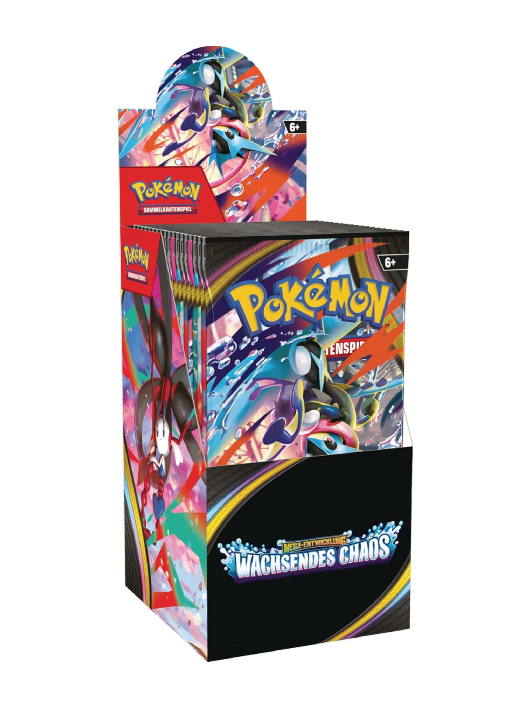 Pokémon-Sammelkartenspiel Boosterpack-Display Mega-Entwicklung Wachsendes Chaos mit 18 Boosterpacks auf Deutsch