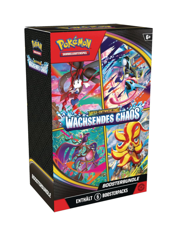 Pokémon-Sammelkartenspiel Boosterbundle Mega-Entwicklung Wachsendes Chaos mit 6 Boosterpacks neu und originalverpackt