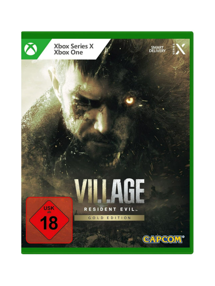 Resident Evil Village Gold Edition für Xbox One und Xbox Series X in neuem Zustand mit Originalverpackung und Spiel-Disk.