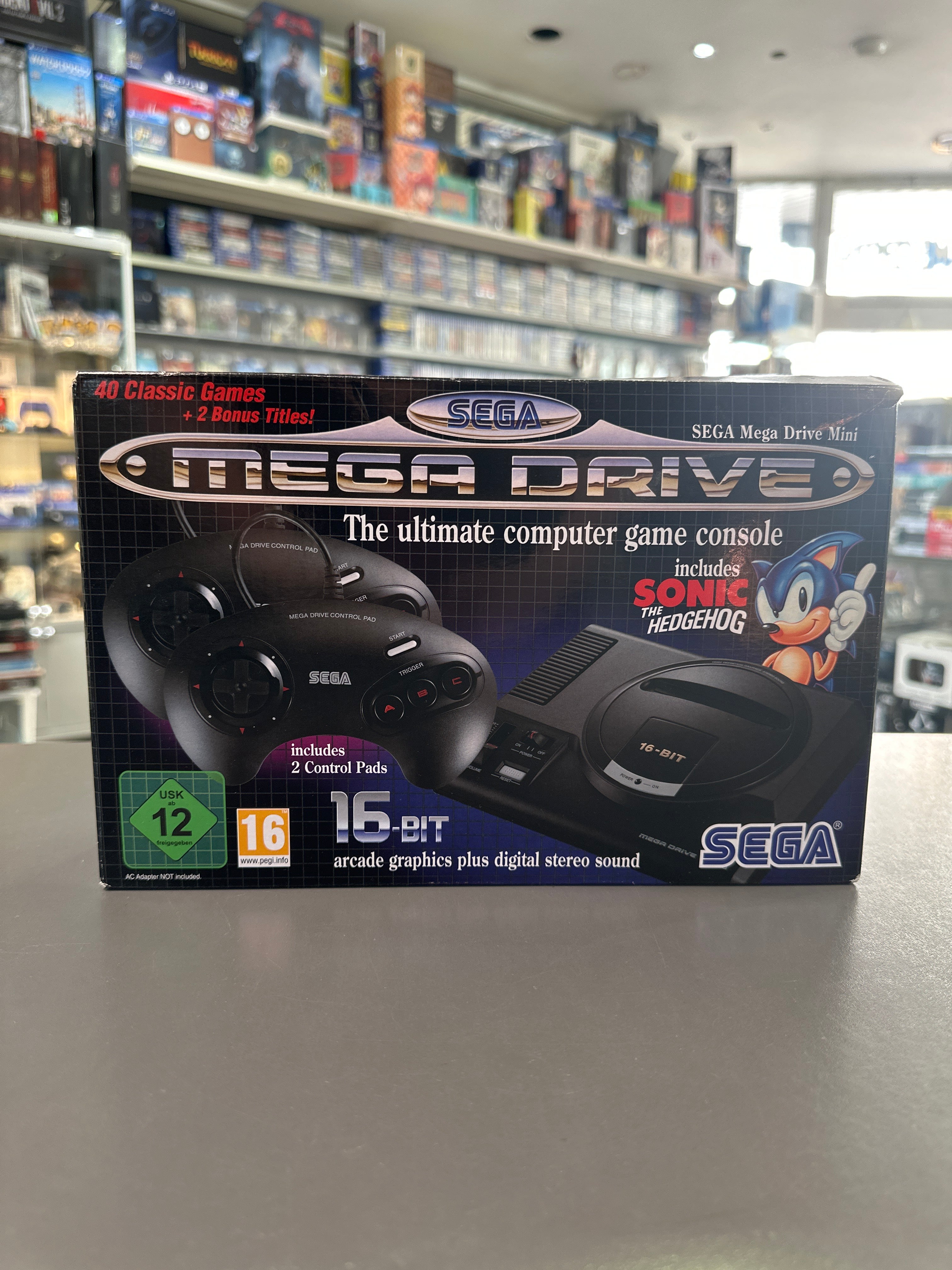 SEGA Mega Drive Mini Konsole 42 Spiele 2 Controller komplett OVP gebraucht