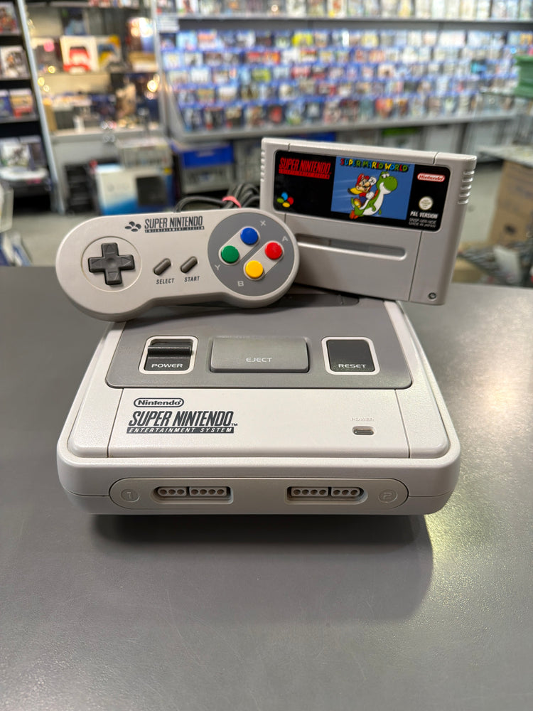 Super Nintendo SNES Konsole PAL deutsch inkl Super Mario World Original Controller Kabel voll funktionsfähig Retro Gaming