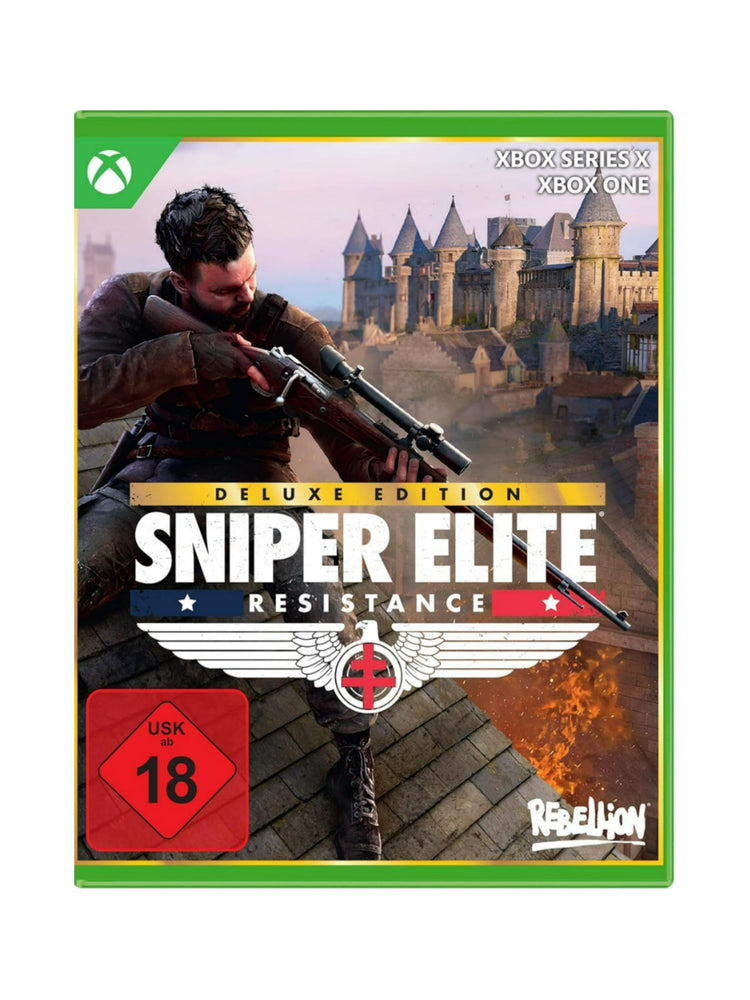 Sniper Elite Resistance Deluxe Edition für Xbox One und Xbox Series X mit Originalverpackung und Spiel-Disk in neuem Zustand.