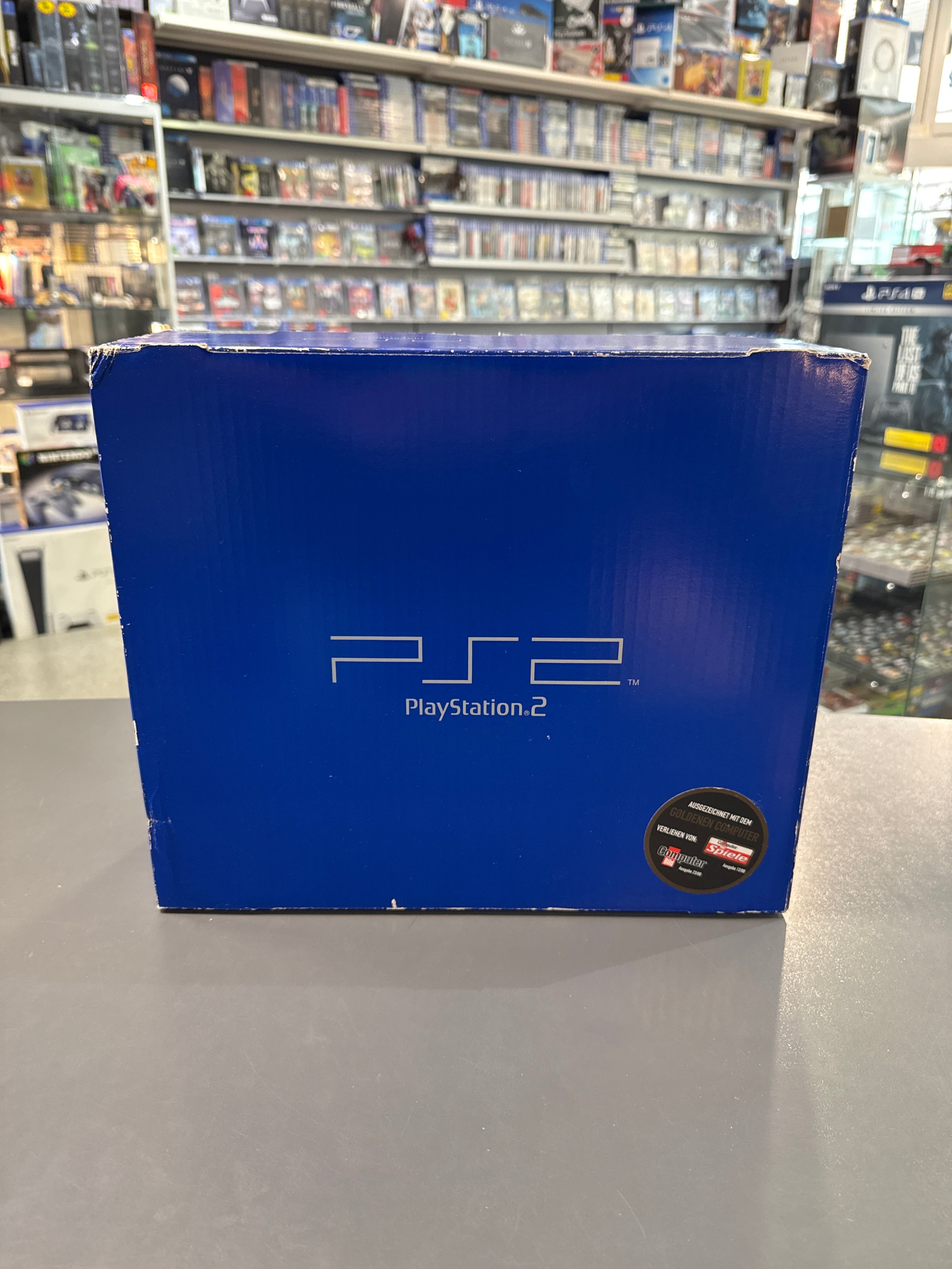 Sony PlayStation 2 SCPH-50004 Midnight Black Konsole mit Controller und Originalverpackung gebraucht