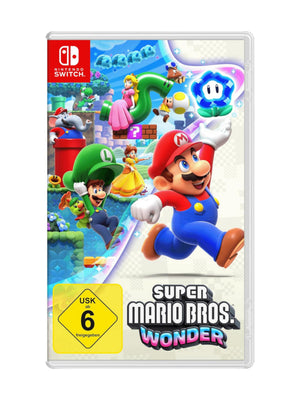Cover von Super Mario Bros. Wonder für Nintendo Switch mit Mario, Luigi und bunten Wunder-Effekten im stilisierten 2D-Plattform-Design