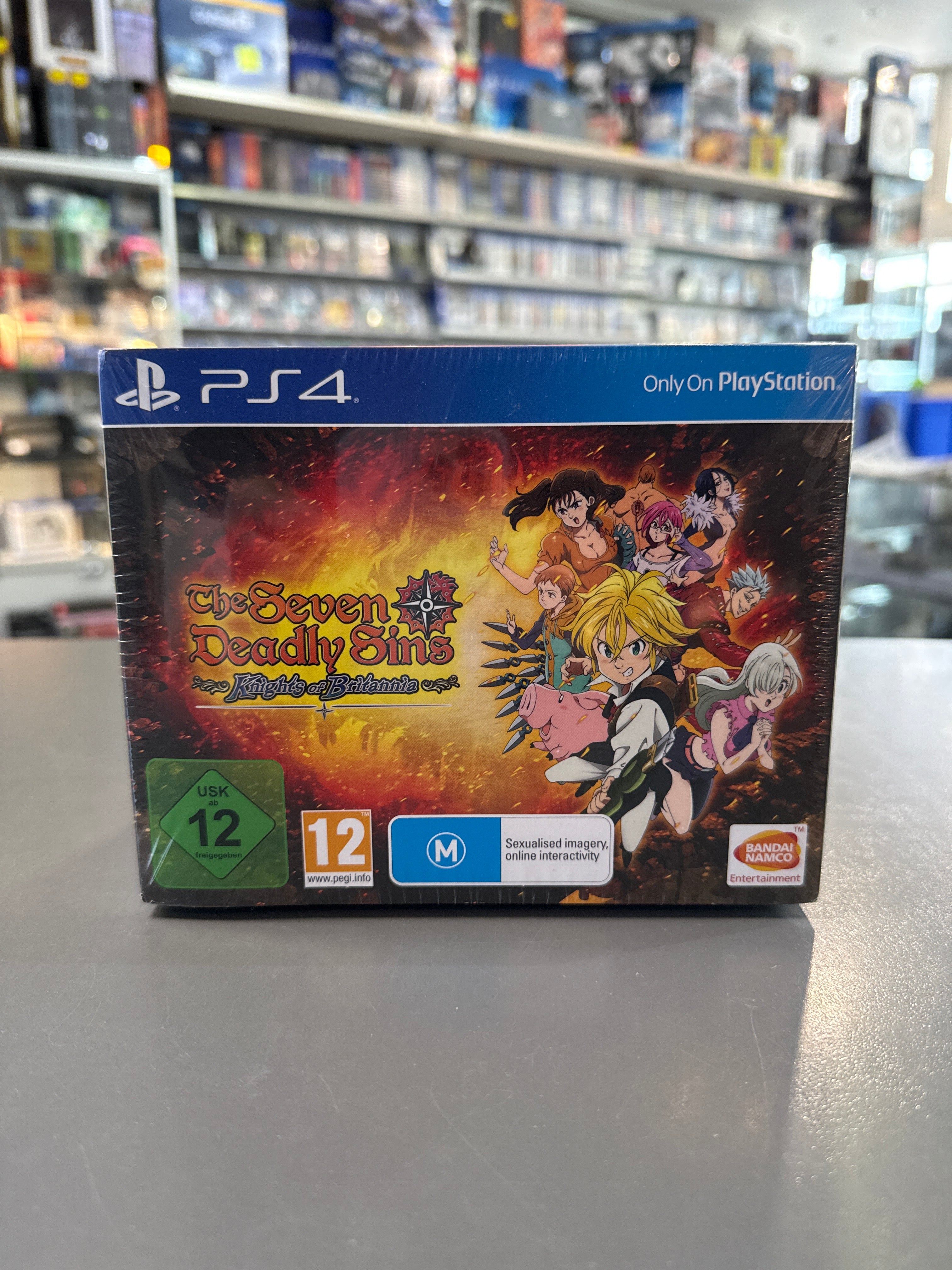 The Seven Deadly Sins: Knights of Britannia Collector’s Edition für PlayStation 4 mit Anime-Artwork der Charaktere Meliodas und Elizabeth.